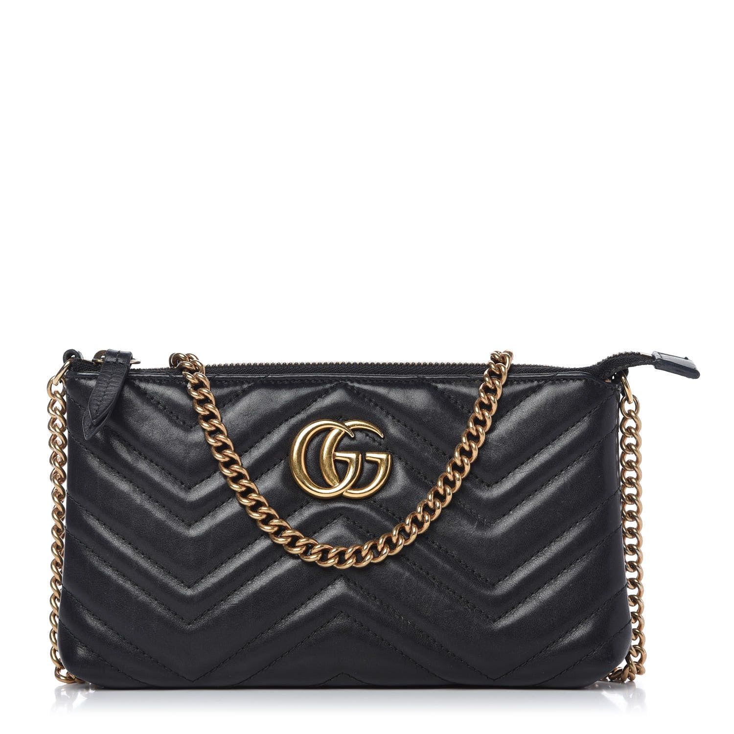 Gucci Calfskin Matelasse Mini GG Marmont Chain Bag Black 1 of 10