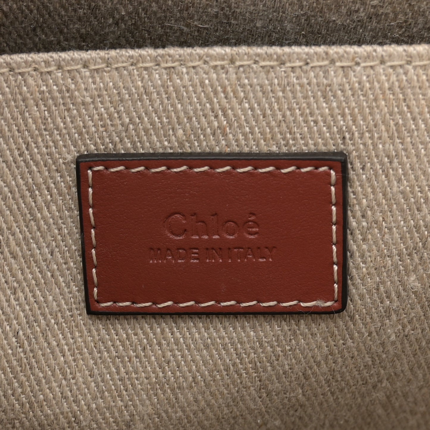 Linen Calfskin Medium Woody Ribbon Tote White Brown