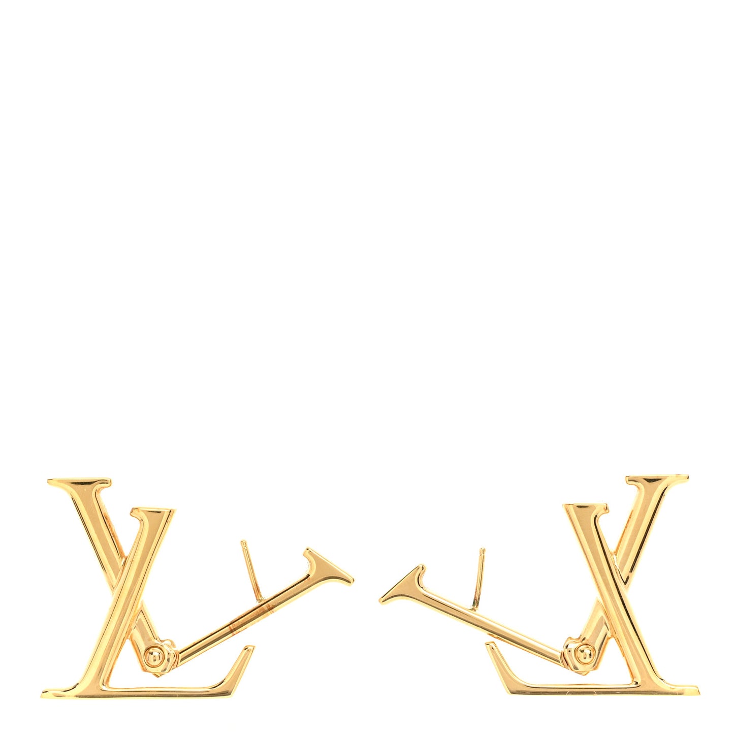 Metal Macro LV Earrings Gold