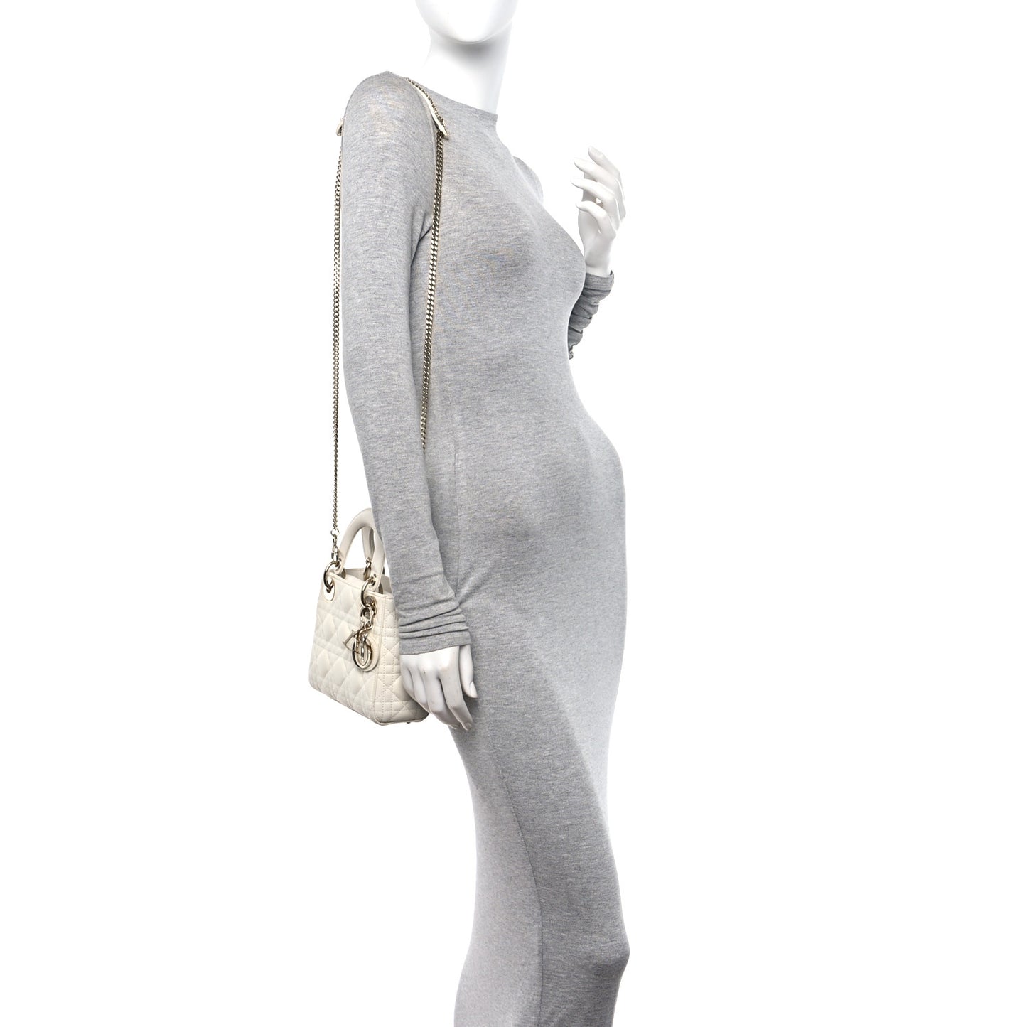 Lambskin Cannage Mini Lady Dior White