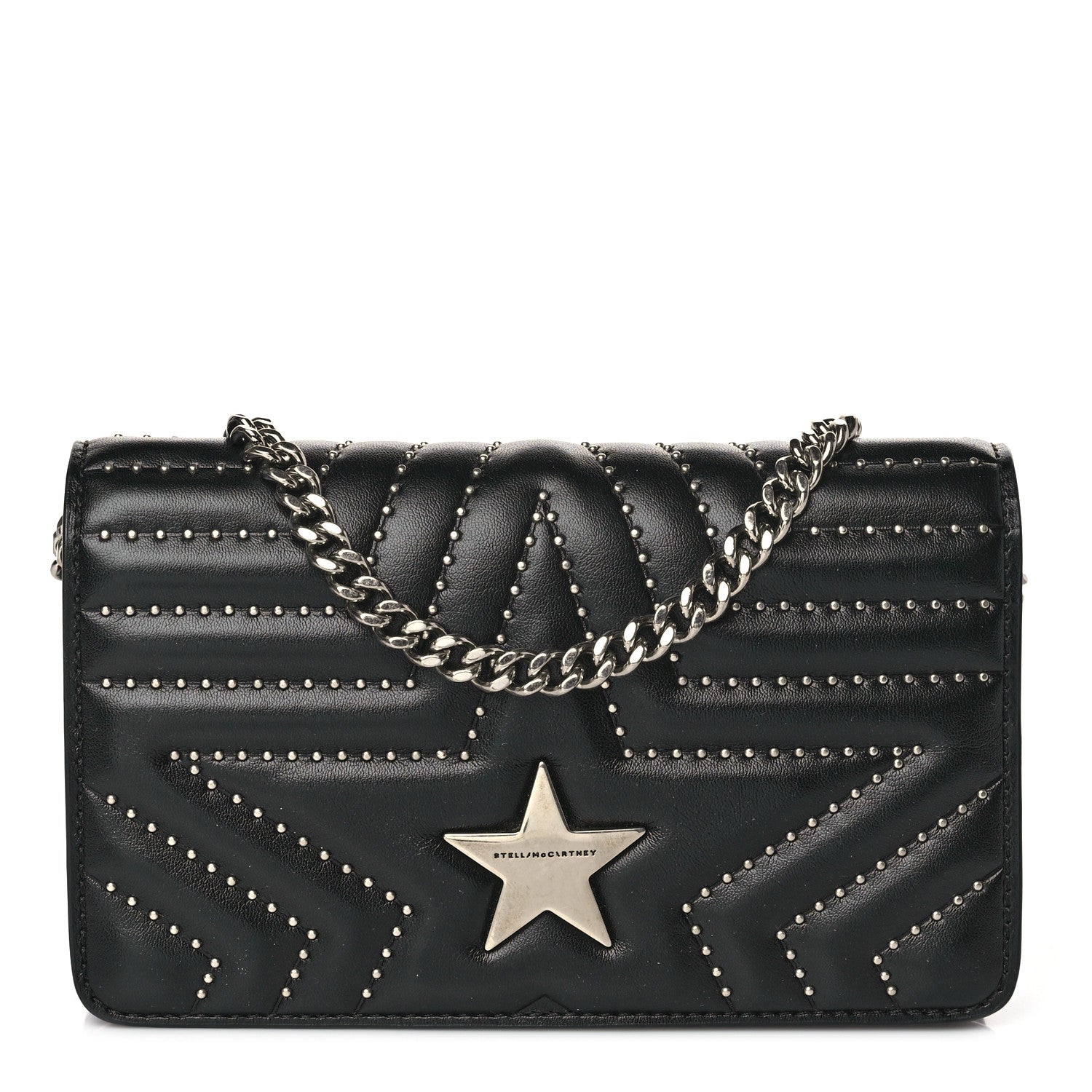 Stella McCartney Alter Nappa Studded Star Small Flap Shoulder Bag Black 1 of 7