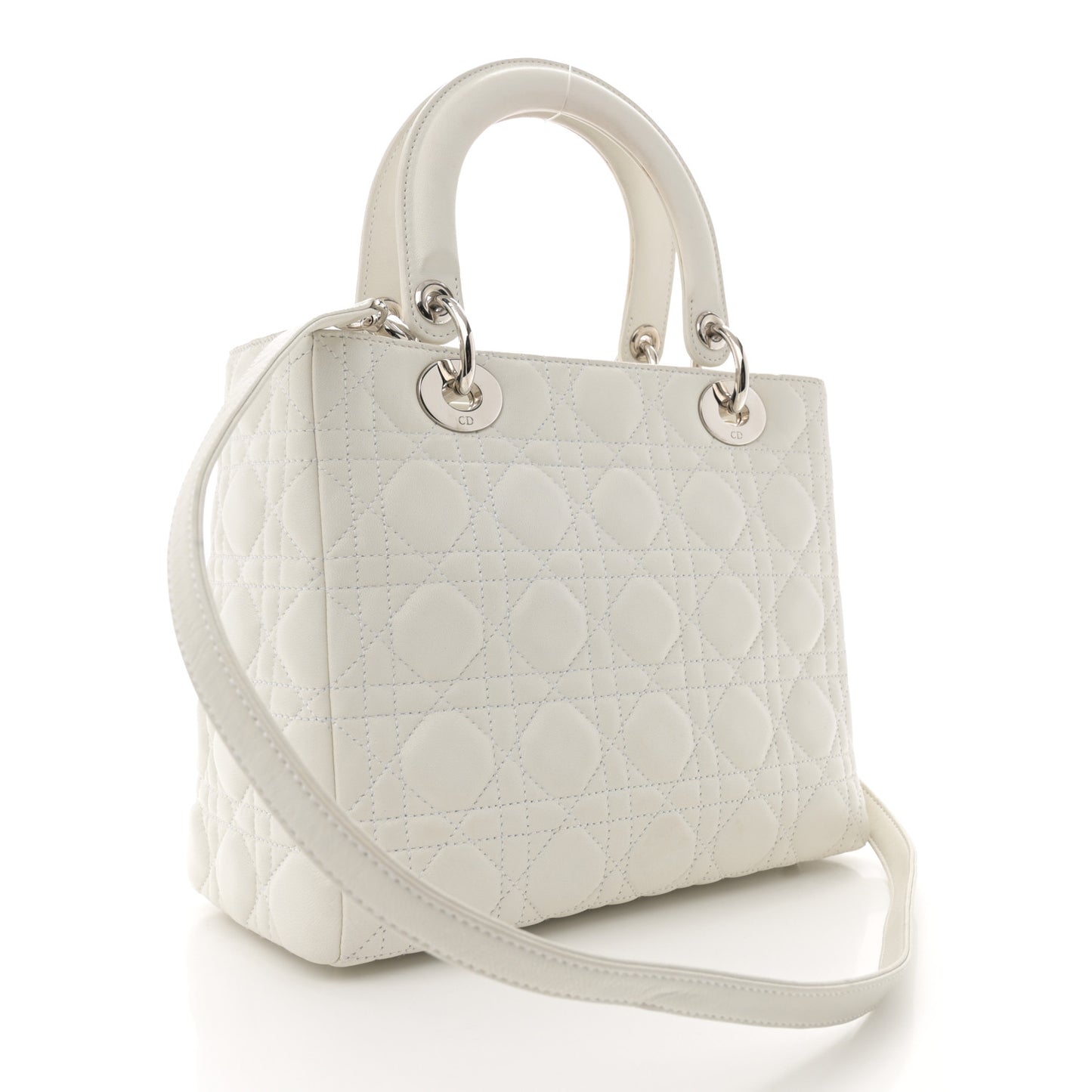 Lambskin Cannage Medium Lady Dior White