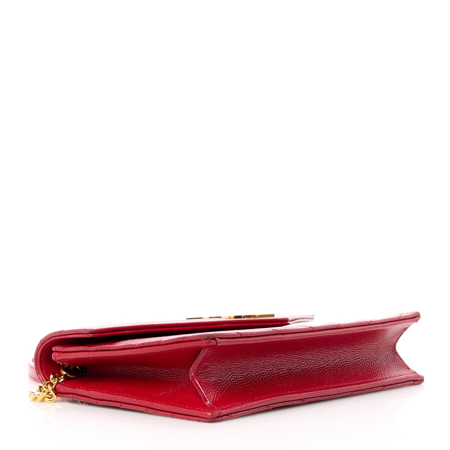 Grain De Poudre Matelasse Chevron Monogram Envelope Chain Wallet Red