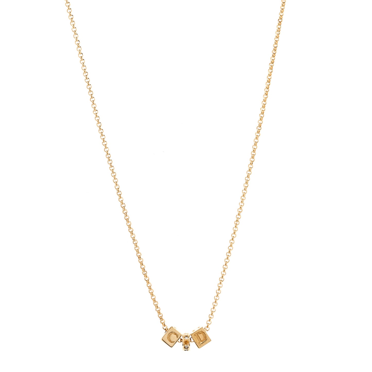 Crystal CD Cube Pendant Necklace Gold