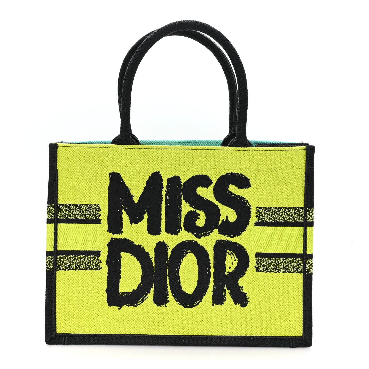 Christian Dior ロゴ 刺繍 レザー 手袋 黒　緑 Christian Dior Canvas Embroidered Medium Miss Dior Graffiti Book