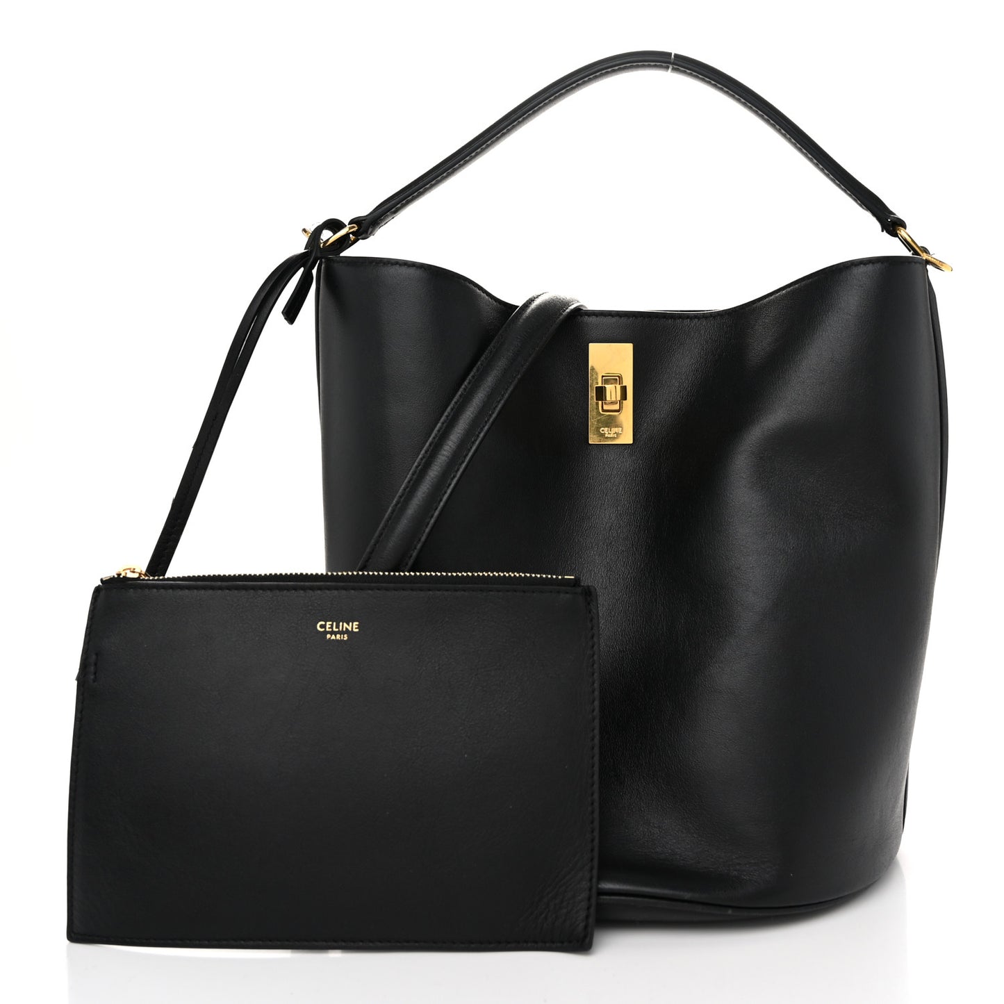 Smooth Calfskin Bucket 16 Bag Black