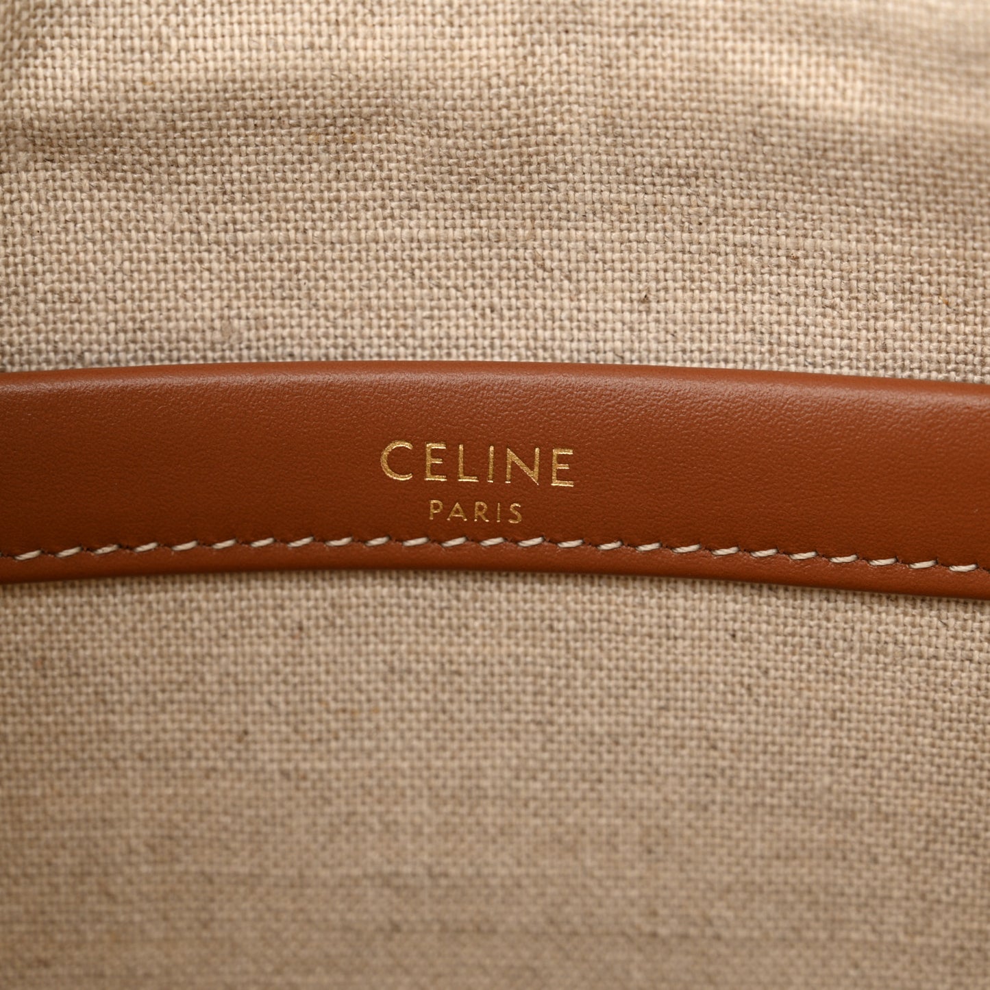 Stripe Triomphe Small Cabas Thais Khaki Tan