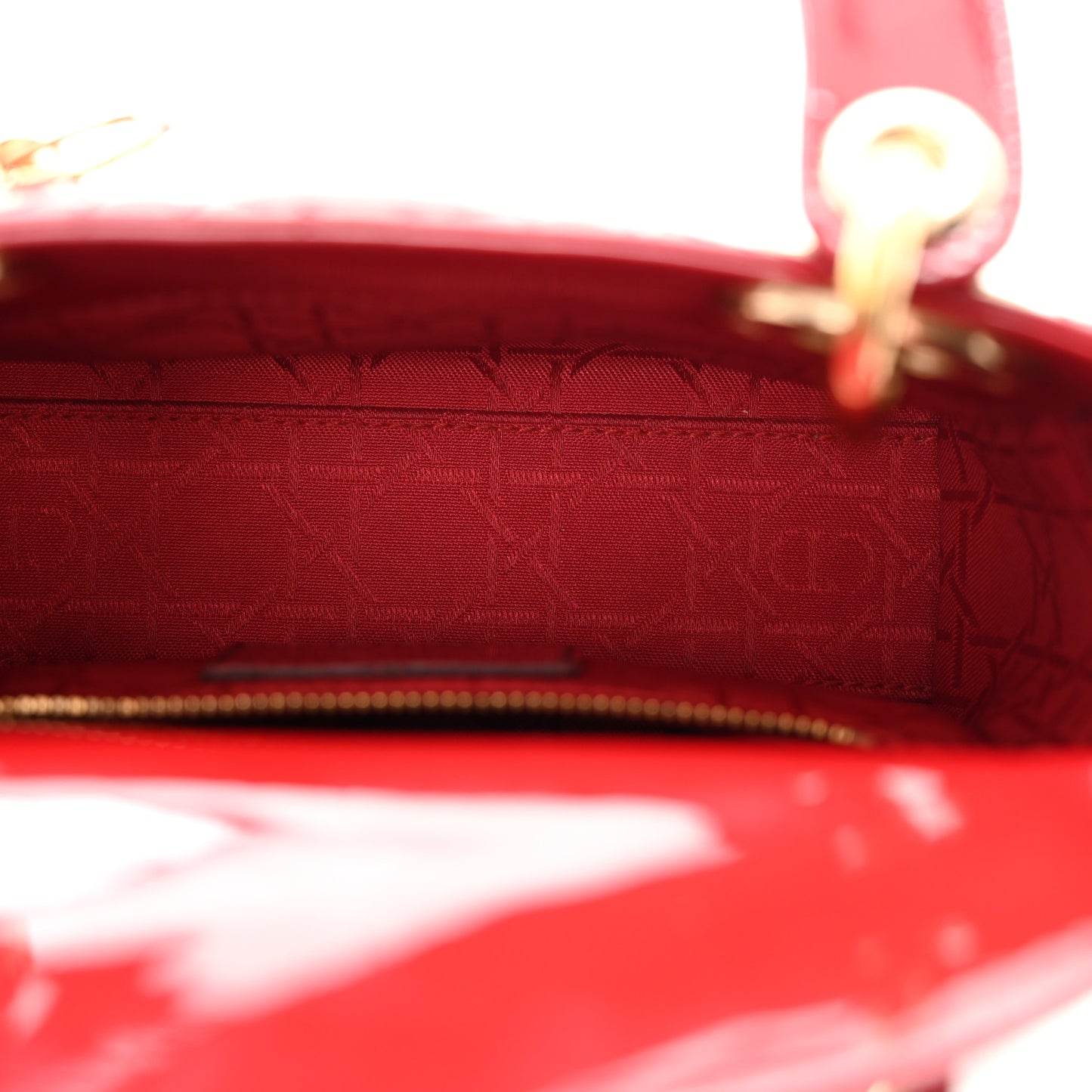 Patent Cannage Mini Lady Dior Red