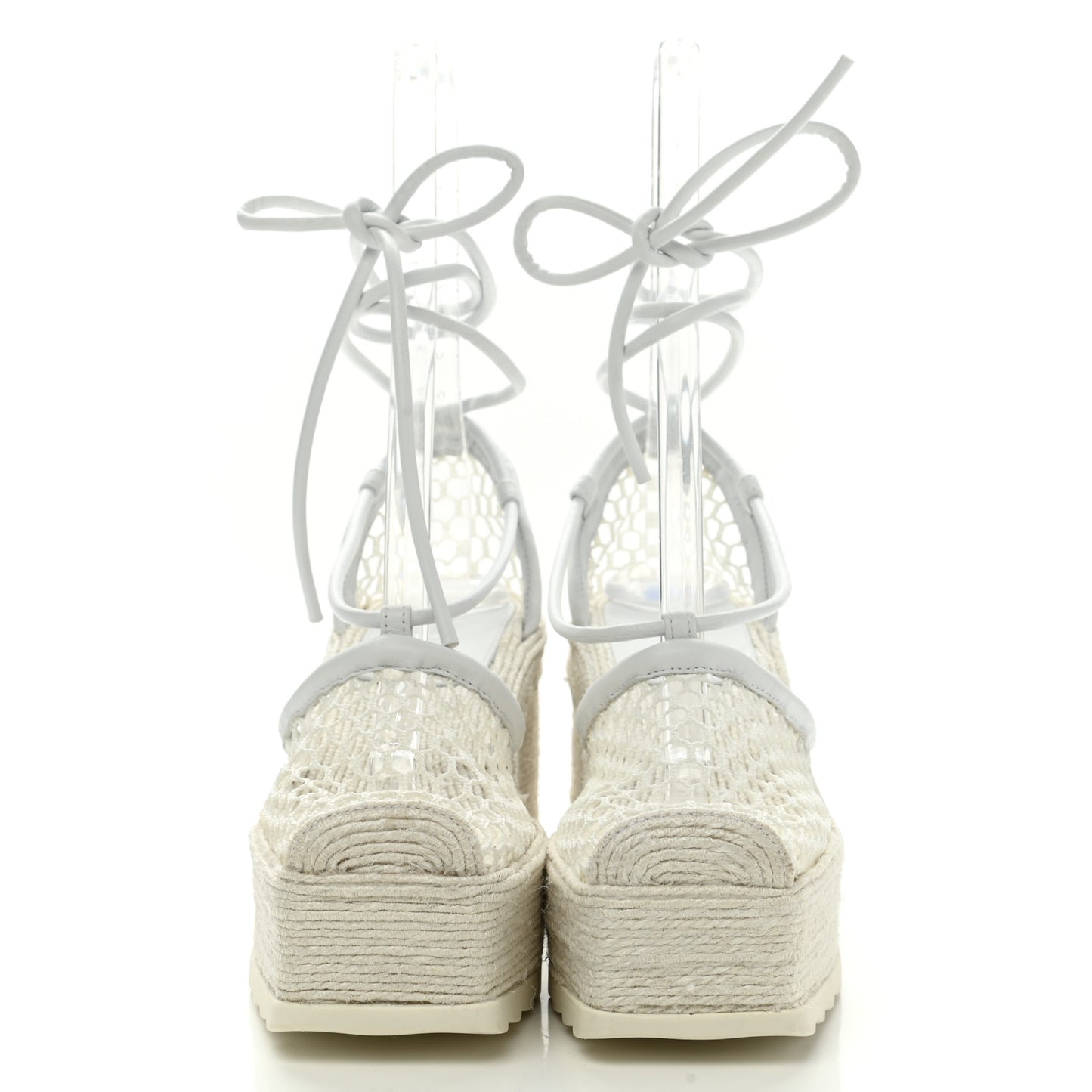 Mesh Lambskin Sporty Web Stretch Ankle Tie Espadrilles 37 Optic White