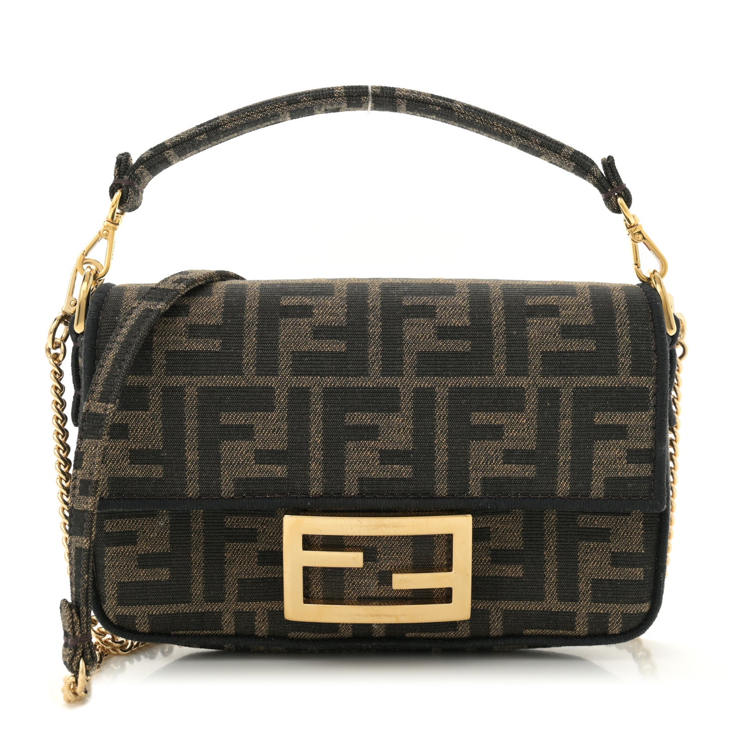 Fabric Jacquard FF 1974 Mini Baguette Tobacco Moro Black
