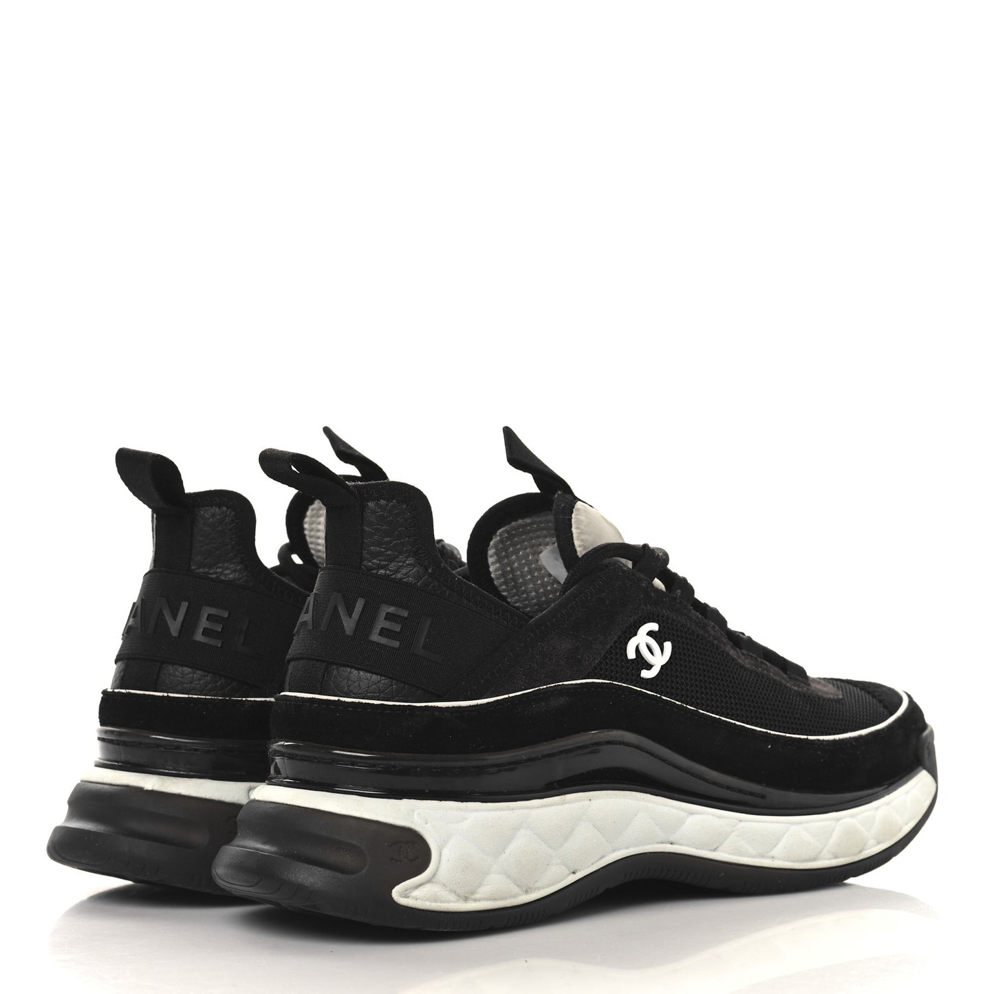 Velvet Calfskin Mixed Fibers CC Sneakers 40 Black