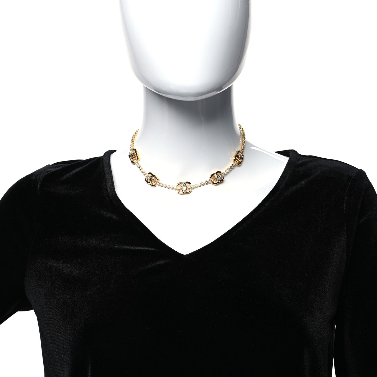 Metal Crystal CC Marquise Choker Gold