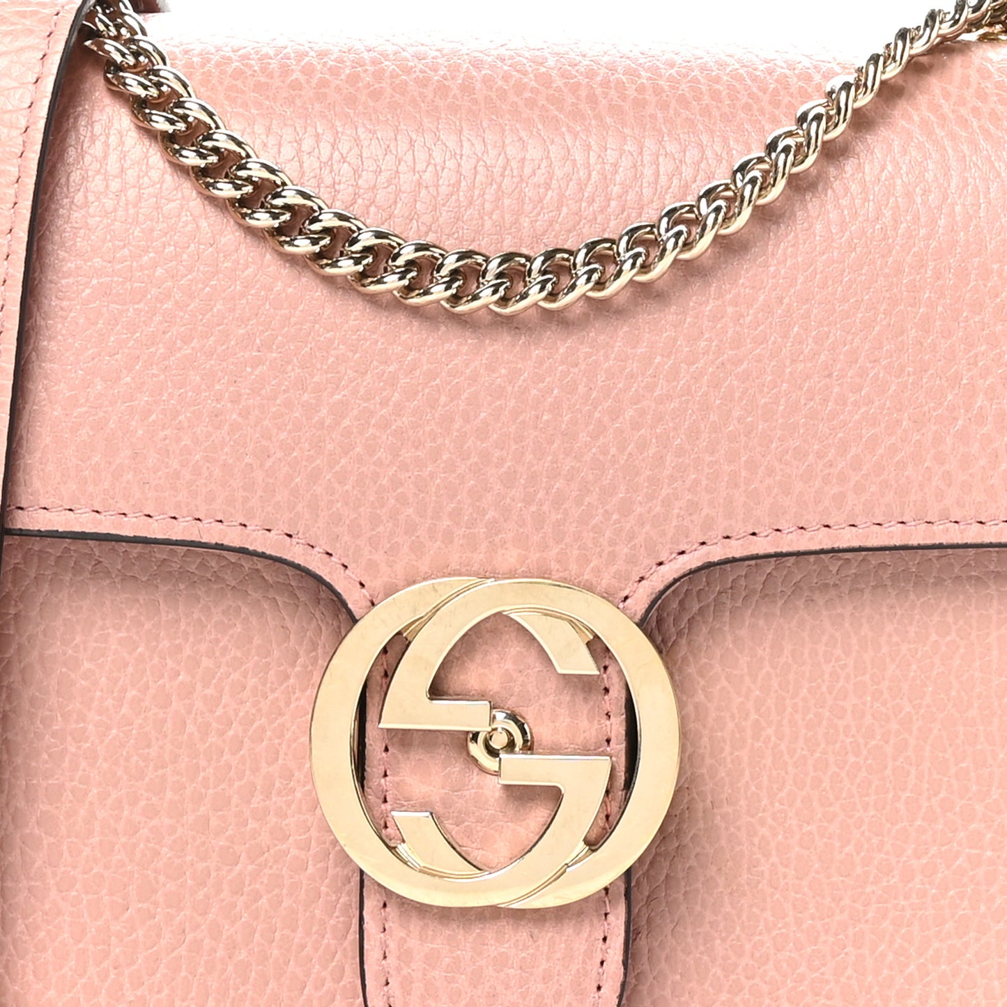 Dollar Calfskin Small Interlocking G Shoulder Bag Soft Pink