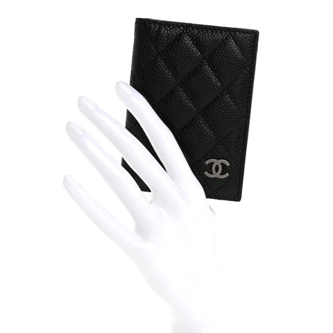 Caviar Quilted Card Holder Wallet Black