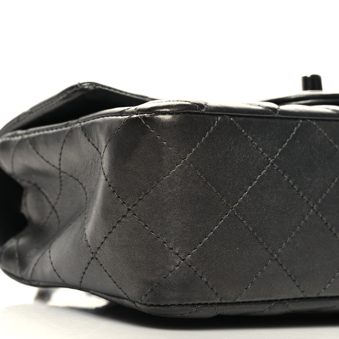 Iridescent Calfskin Quilted Mini Rectangular Flap Charcoal Grey
