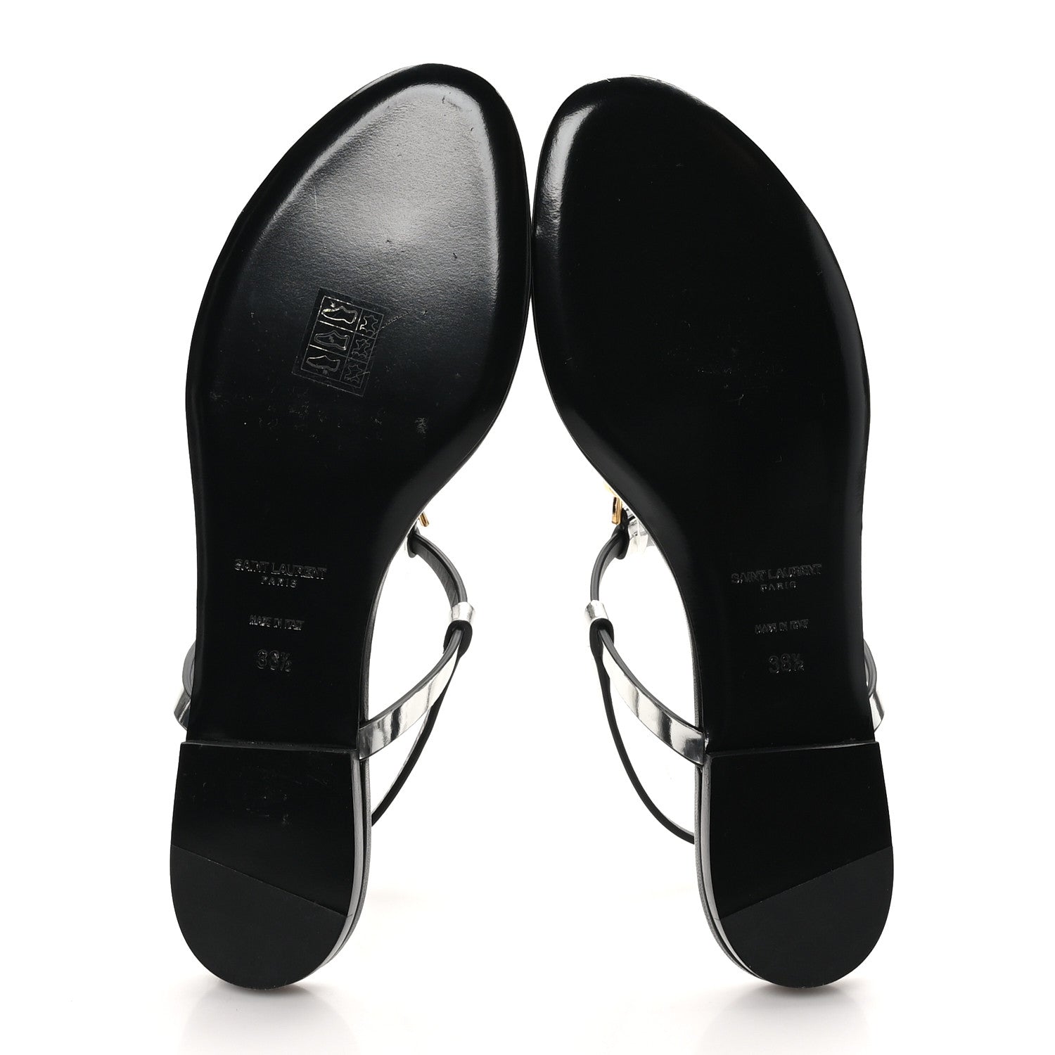 Saint Laurent Reflex Soft Lambskin Cassandra Iota 05 Sandals 38.5 Argento 6 of 10