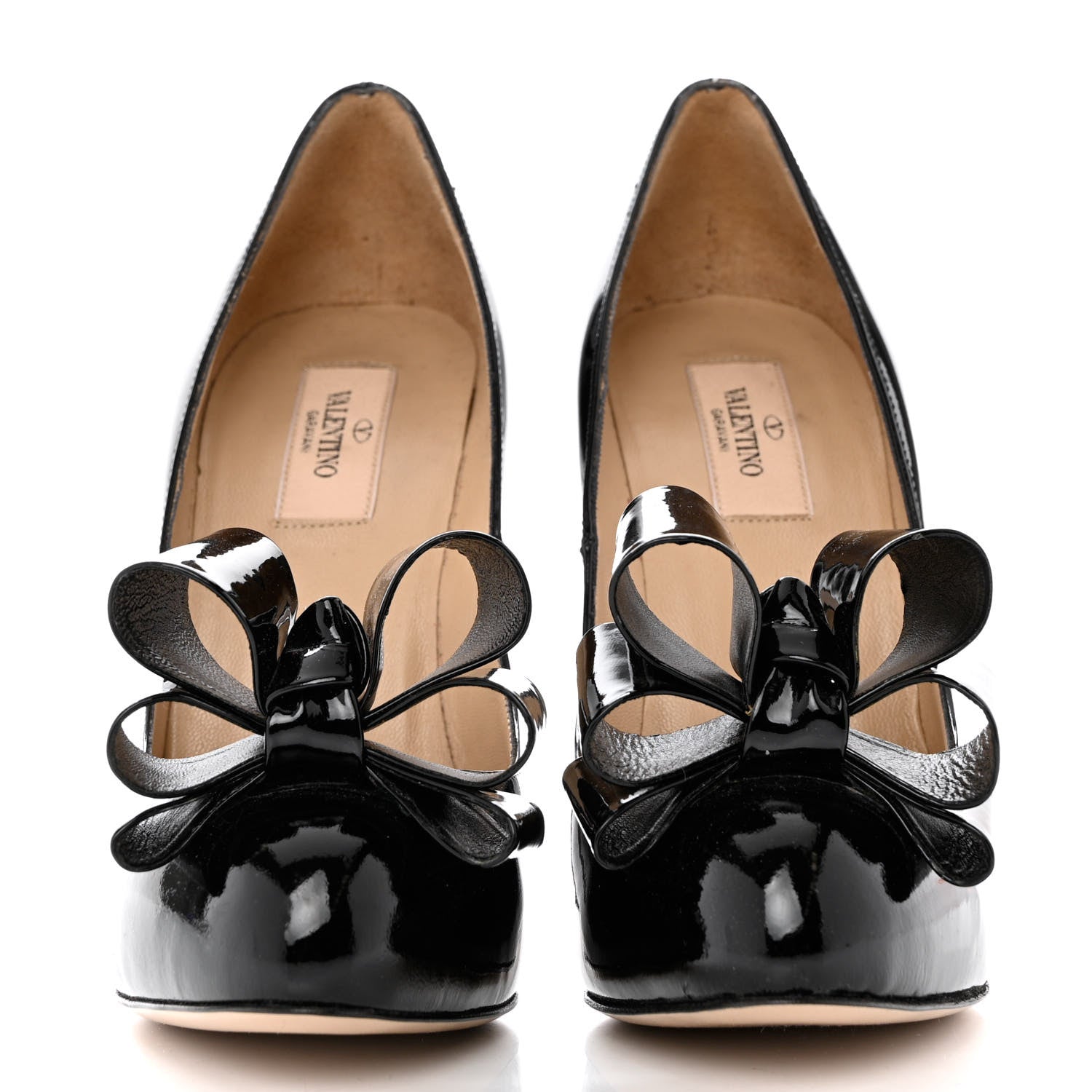 Valentino Garavani Patent Bow Hidden Platform High Heel Pumps 38.5 Black 2 of 11