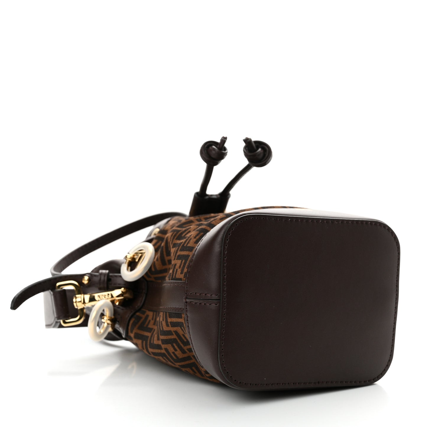 Suede Vitello King F is Fendi Micro FF Mini Mon Tresor Bucket Bag Sigaro Marrone Ebano