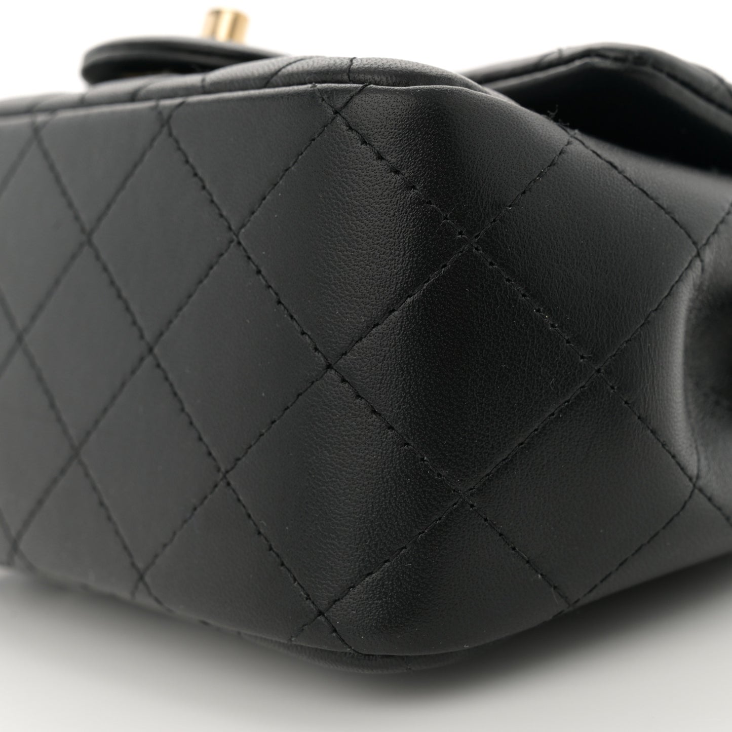 Lambskin Quilted Mini Square Flap Black