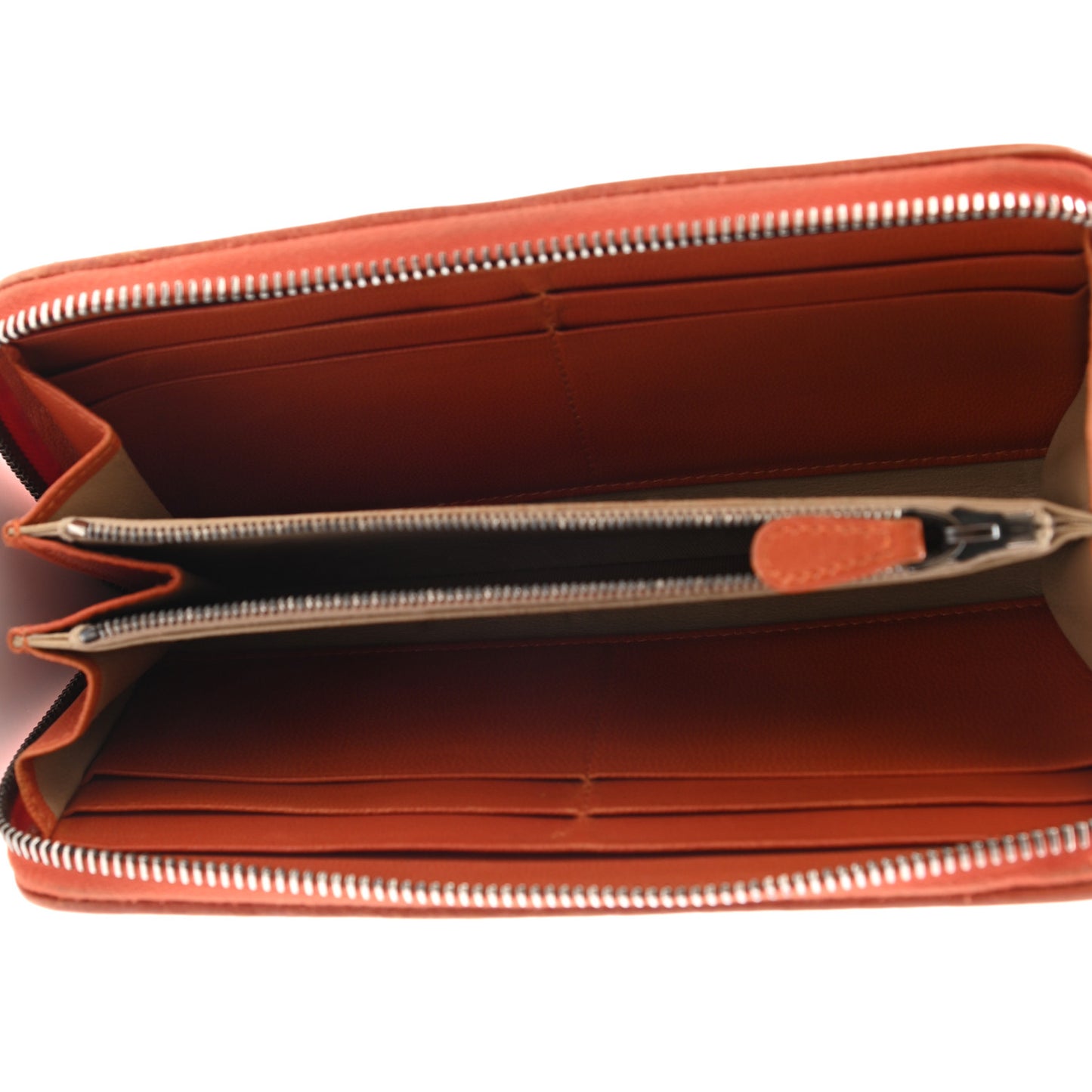 Nappa Intrecciato Zip Around Wallet Orange