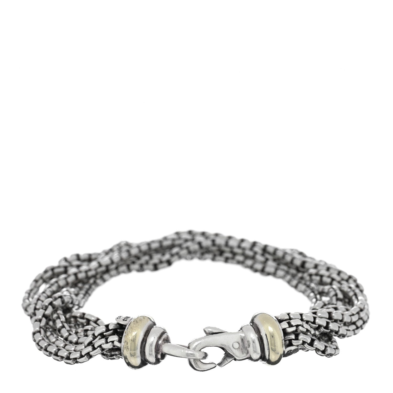 David Yurman Sterling Silver 14K Yellow Gold Six-Row Box Chain Bracelet 2 of 3