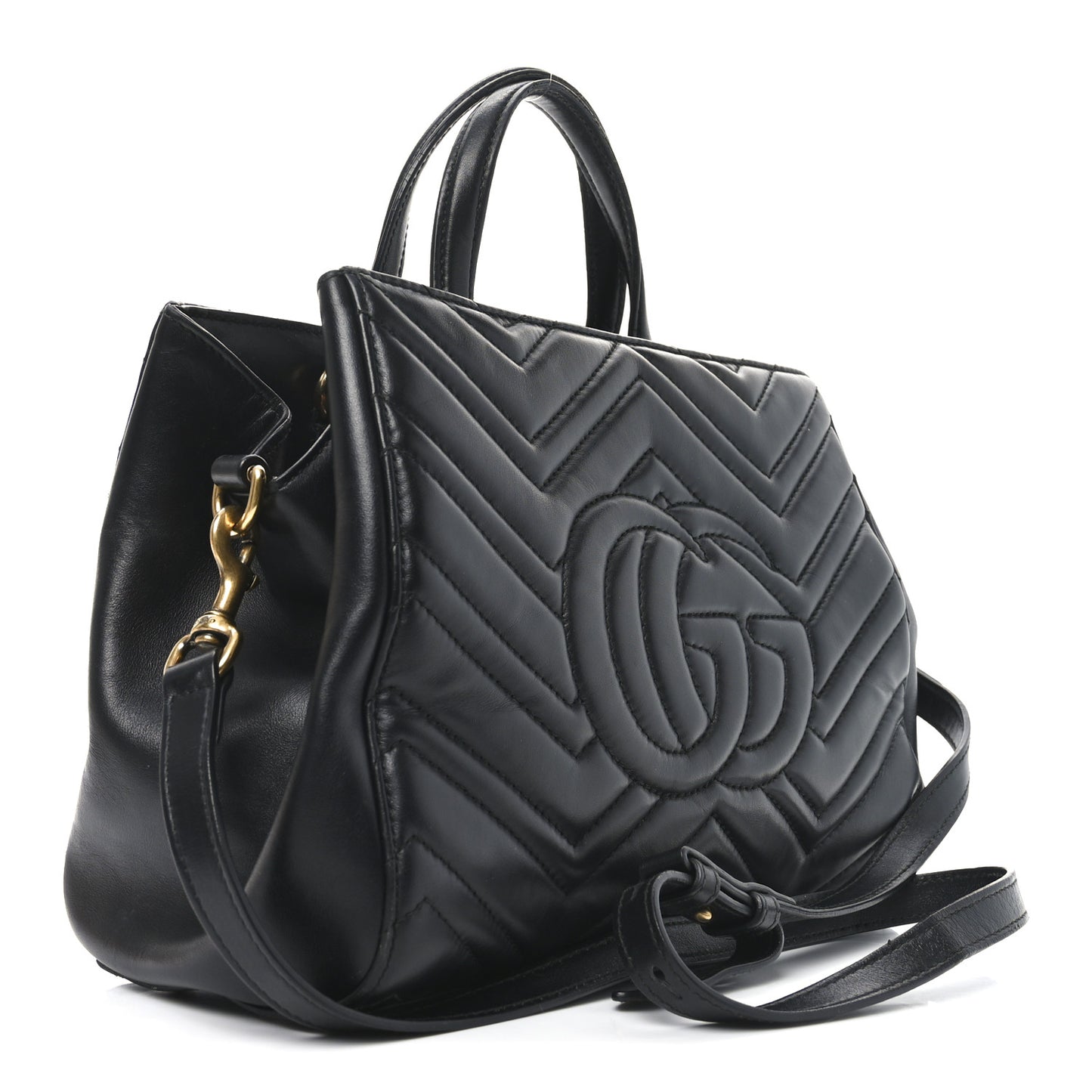 Calfskin Matelasse Small GG Marmont Tote Black