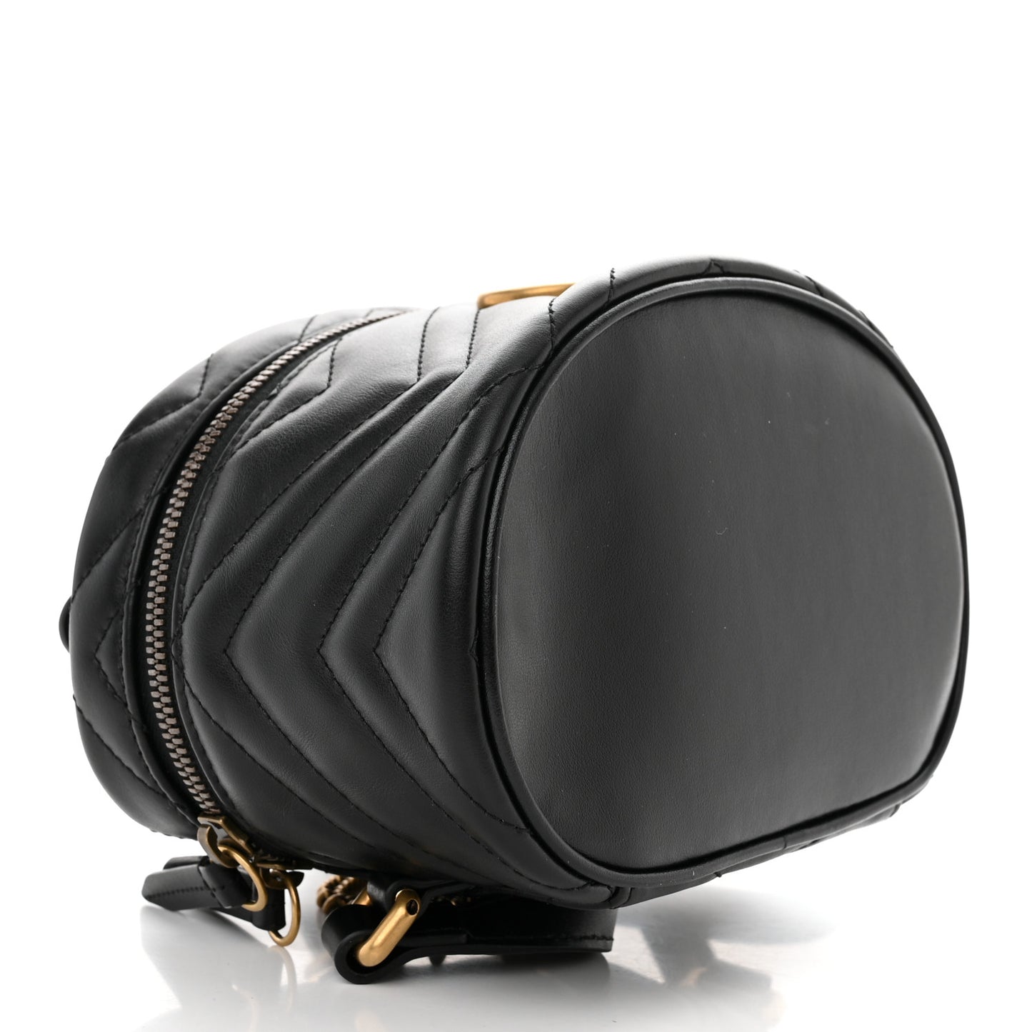 Calfskin Matelasse Mini GG Marmont Round Backpack Black