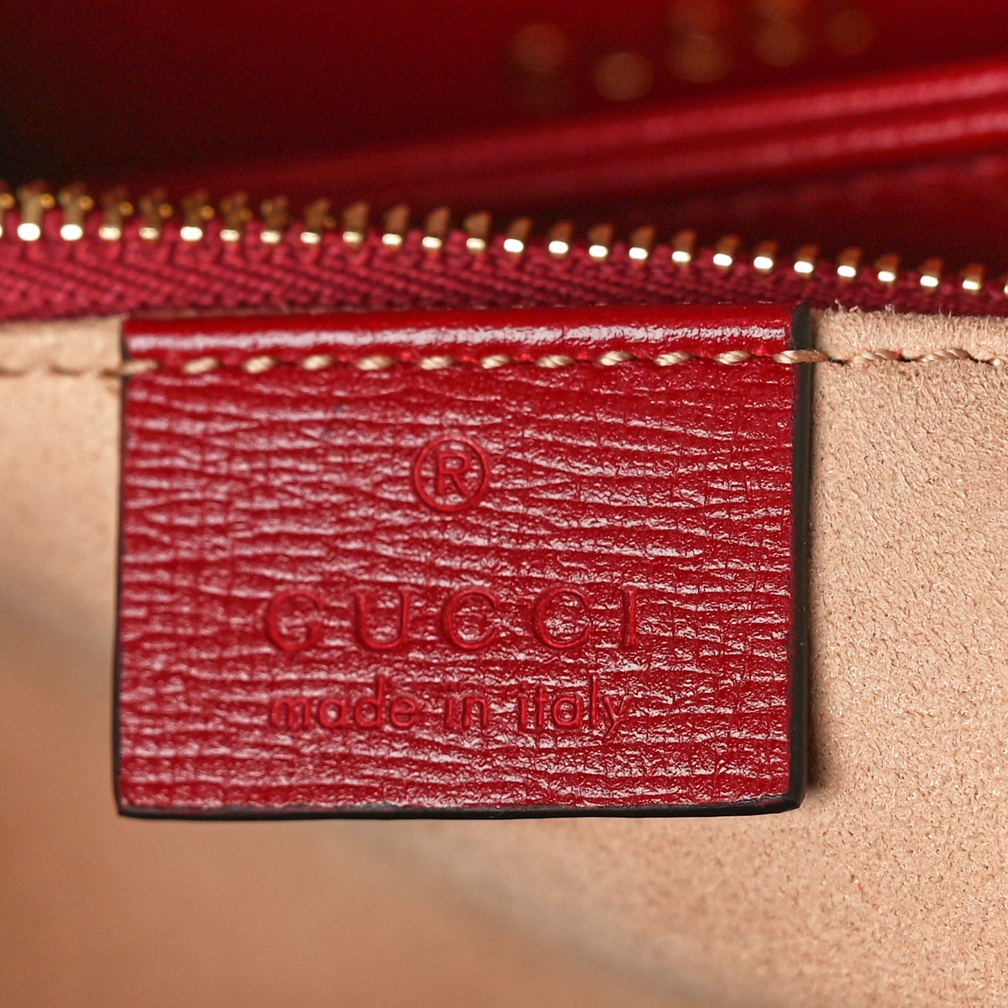 GG Supreme Monogram Azalea Calfskin Horsebit 1955 Shoulder Bag Beige Ebony New Cherry Red