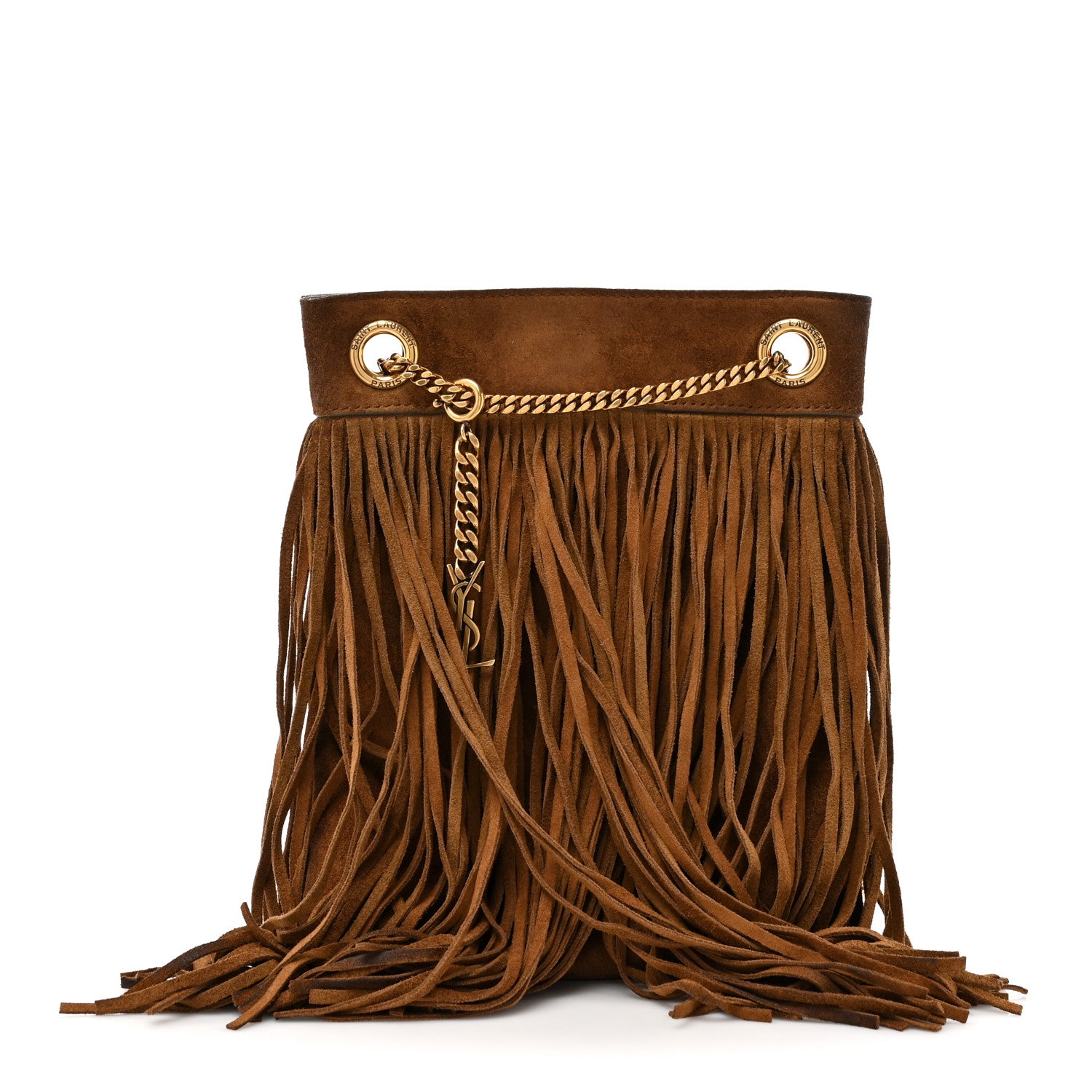Saint Laurent Suede Calfskin Small Grace Fringed Hobo Bag Light Ocre 1 of 13