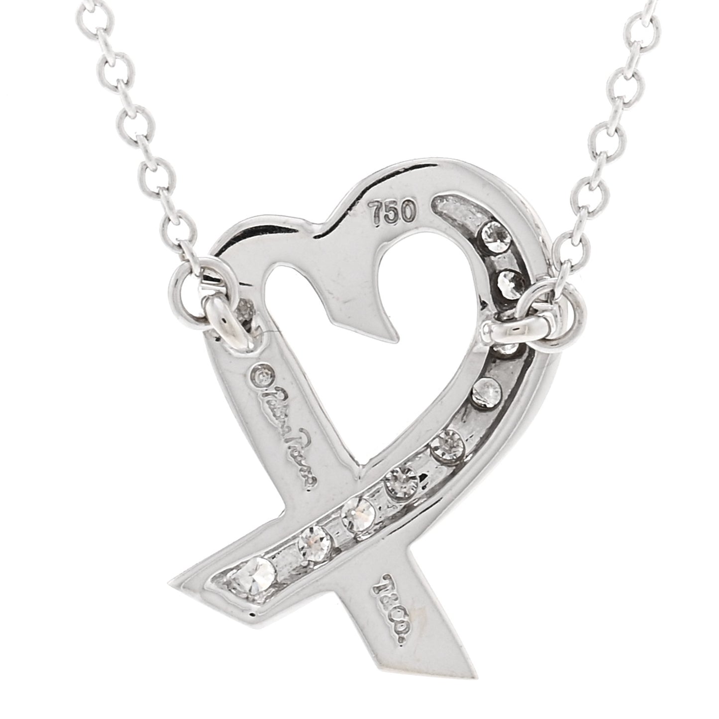 18k White Gold Diamond Small Paloma Picasso Loving Heart Necklace