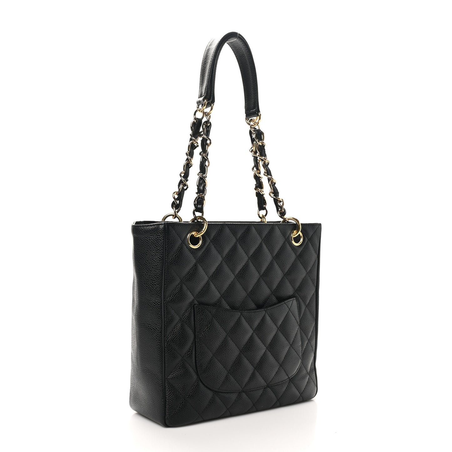 Caviar Quilted Petit Shopping Tote PST Black
