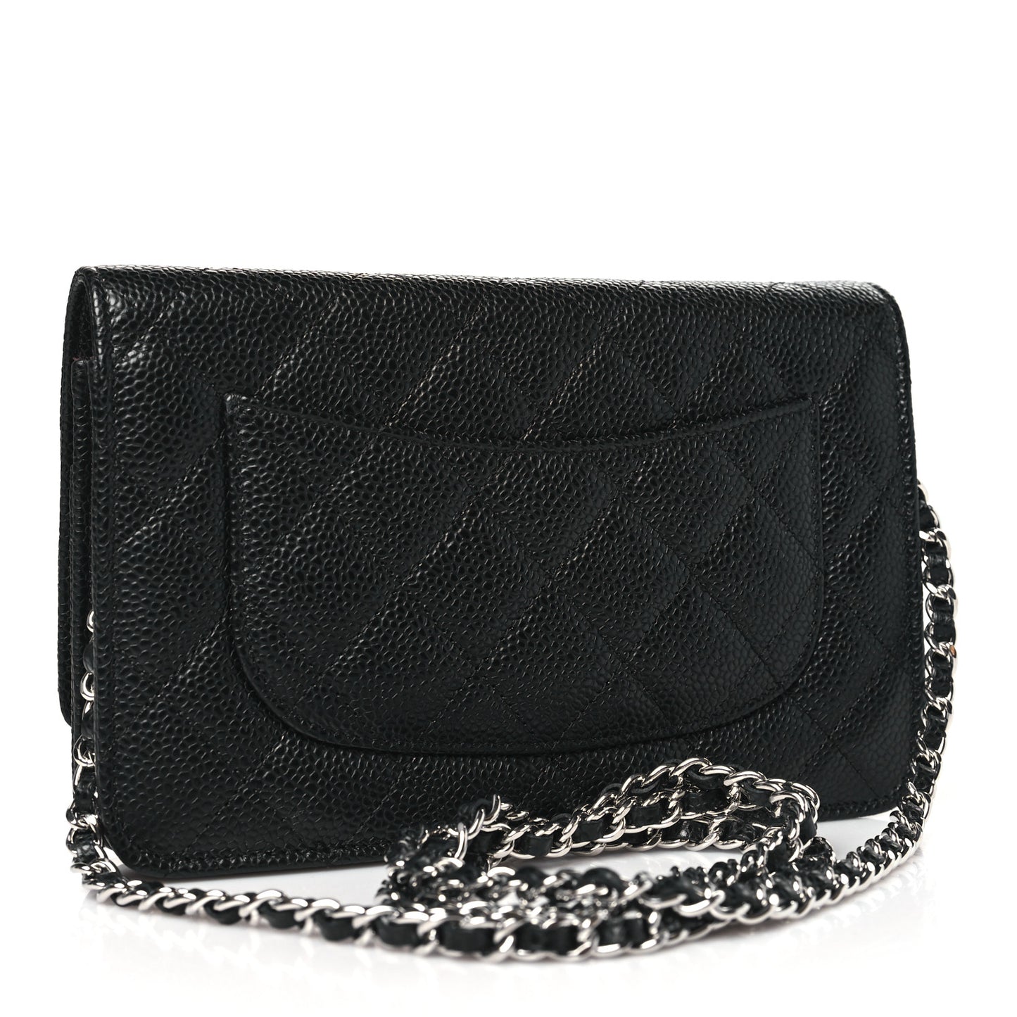 Caviar Quilted Wallet on Chain WOC Black