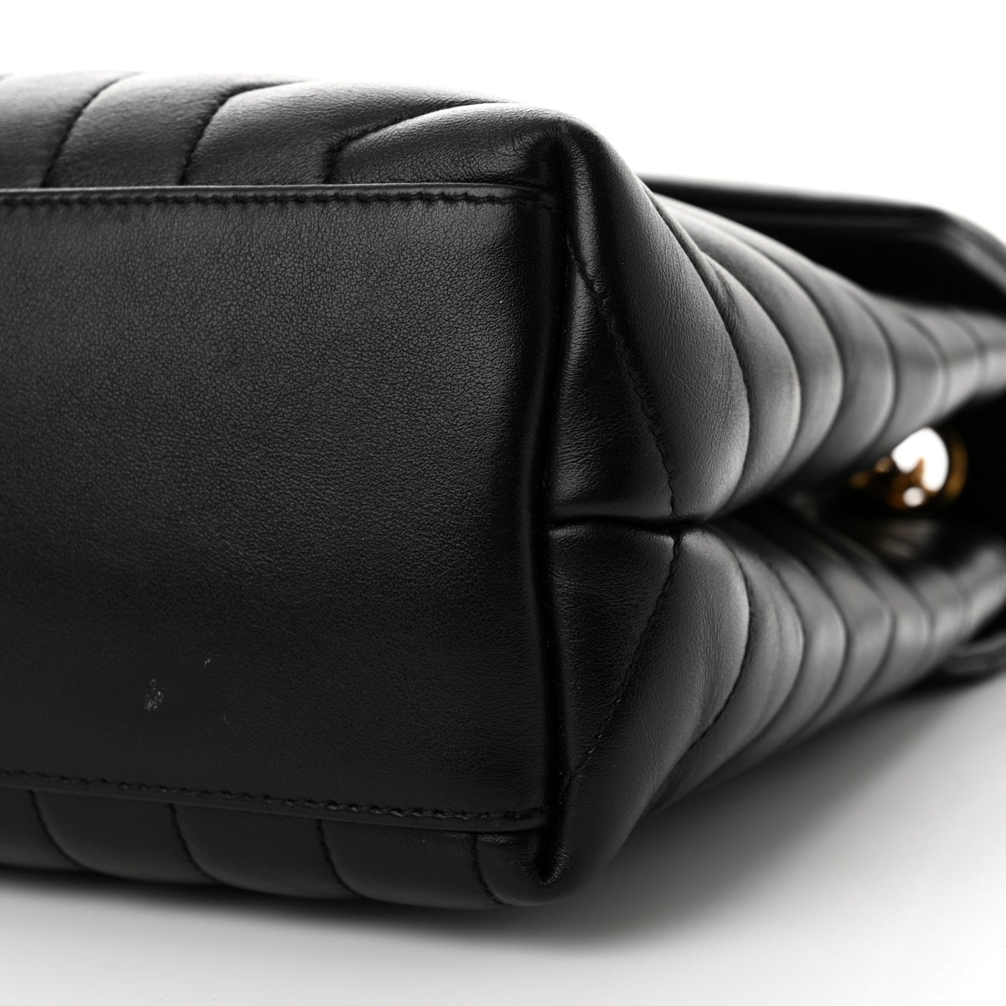 Calfskin Y Quilted Monogram Medium Loulou Chain Satchel Black