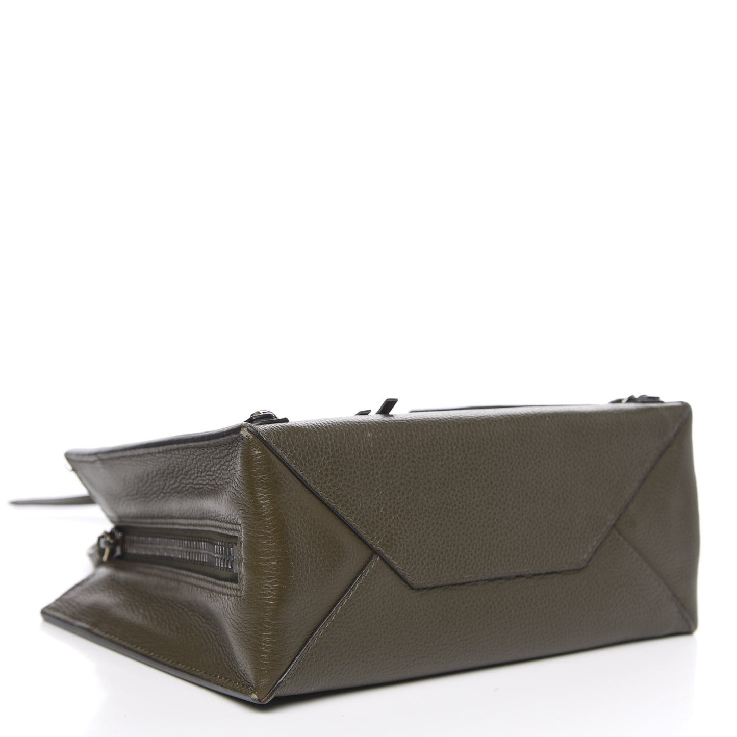 Grained Calfskin Papier Mini A4 Zip Around Tote Green