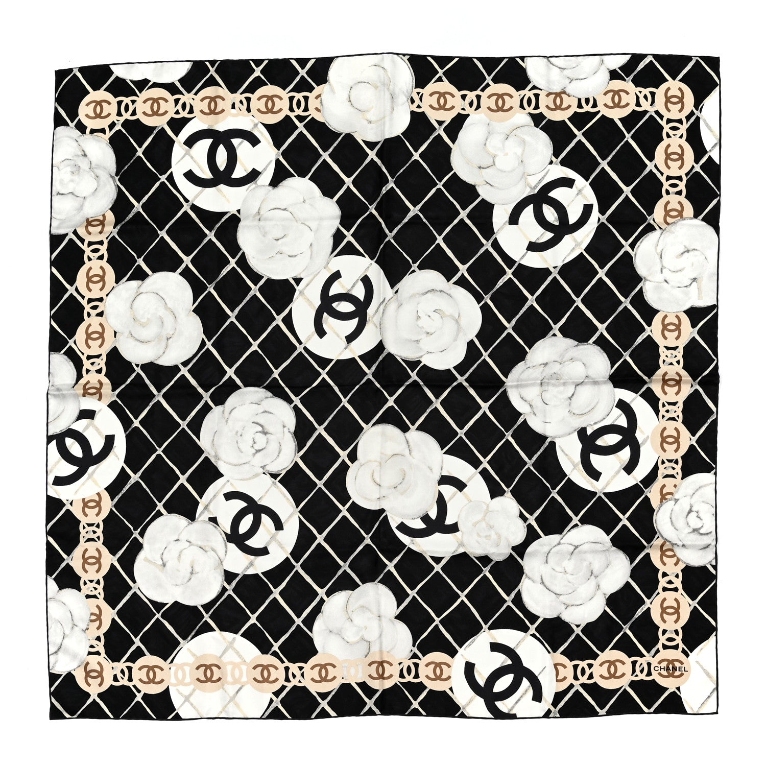 Chanel Silk Camellia CC Square Scarf Black 1214631 – FASHIONPHILE