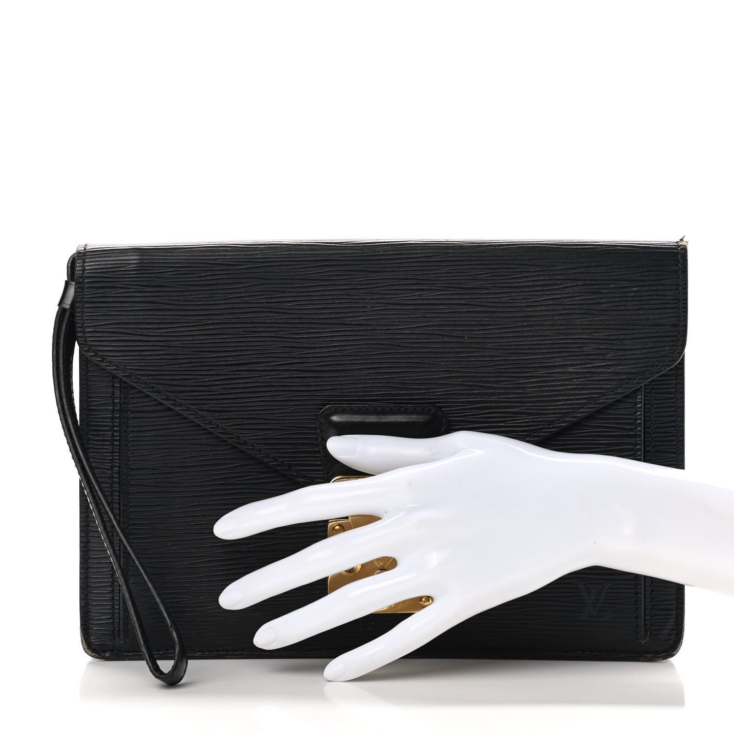 Epi Pochette Sellier Dragonne Clutch Black