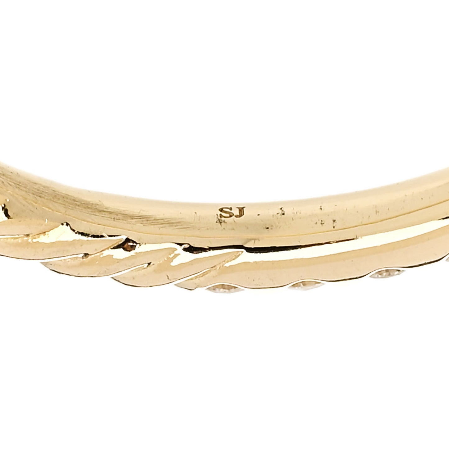18K Yellow Gold Diamond 2mm Cable Collectibles Band Ring 60 9