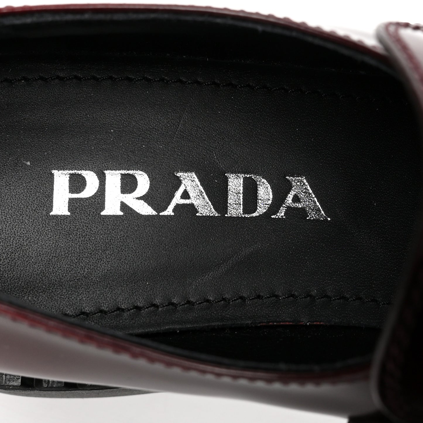 Brushed Calfskin Metal Triangle Logo 50mm Loafers 37 Porpora Fume