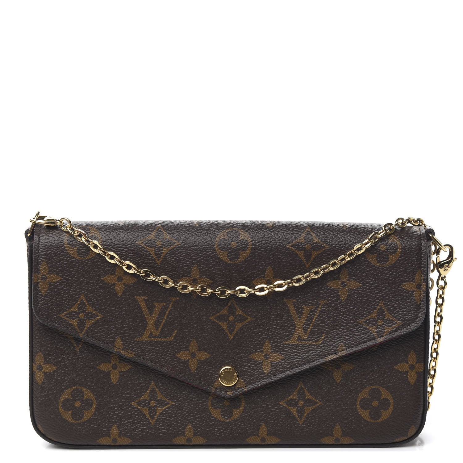 Louis Vuitton Monogram Pochette Felicie Chain Wallet Fuchsia 1 of 12