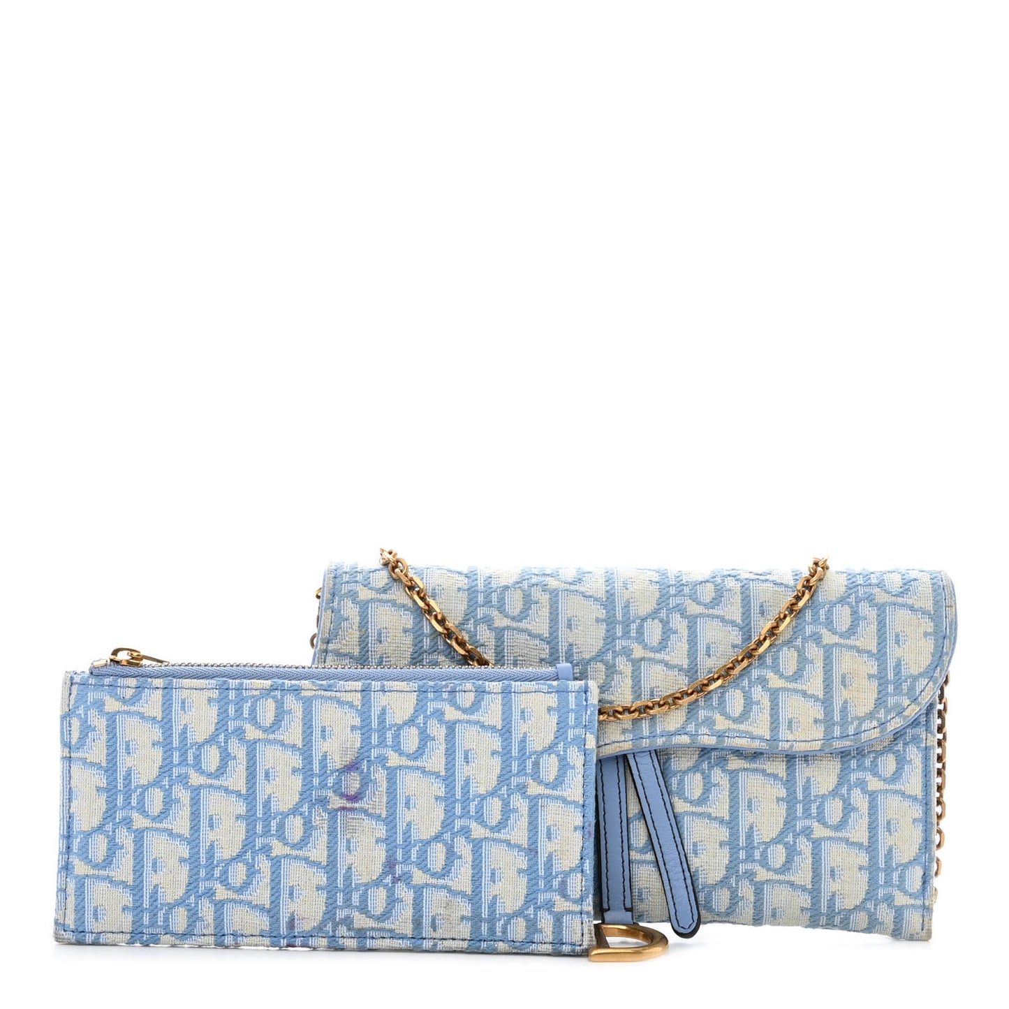 Oblique Saddle Chain Long Wallet Cornflower Blue