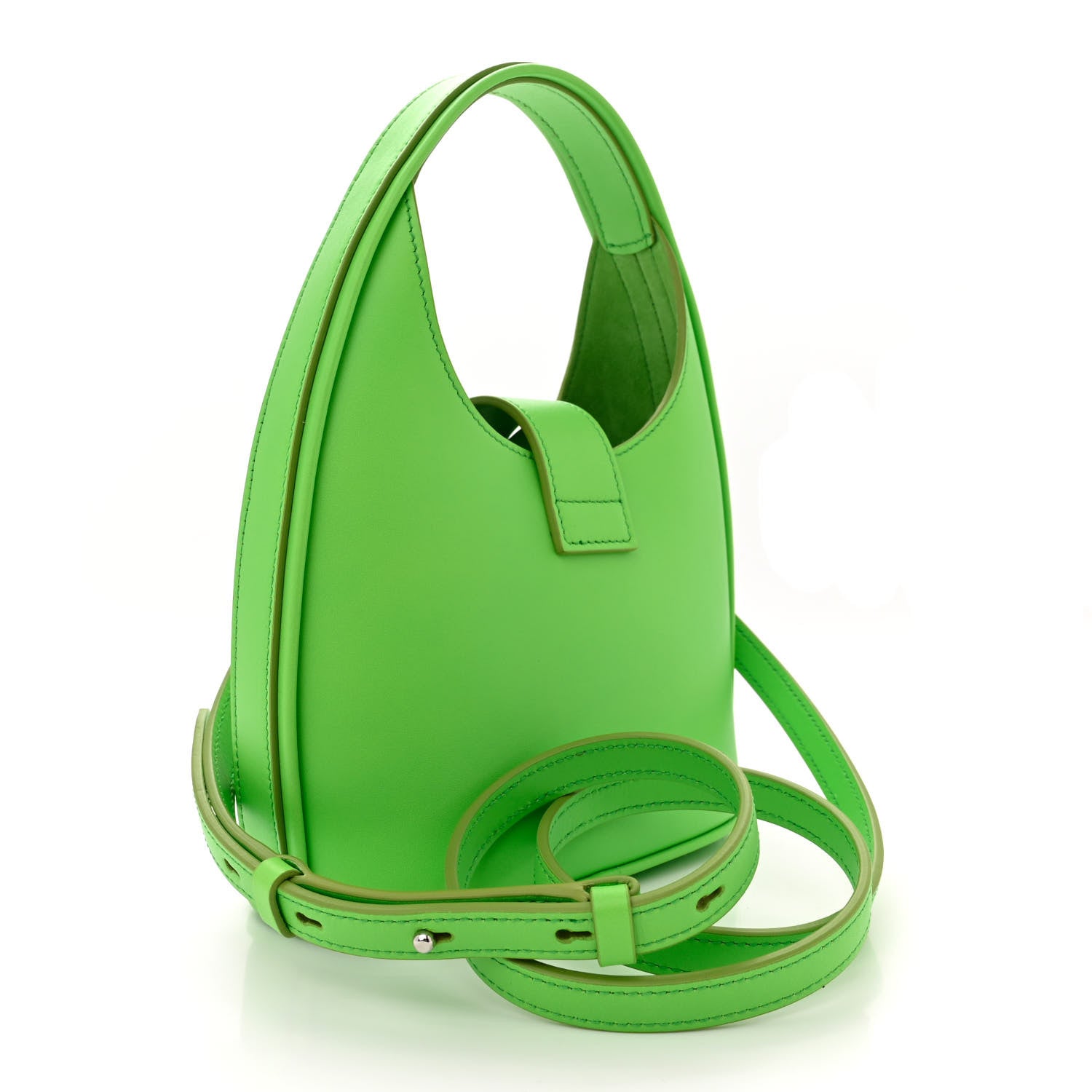 Salvatore Ferragamo Soft Calfskin Mini Gancini Hobo Lime 3 of 10