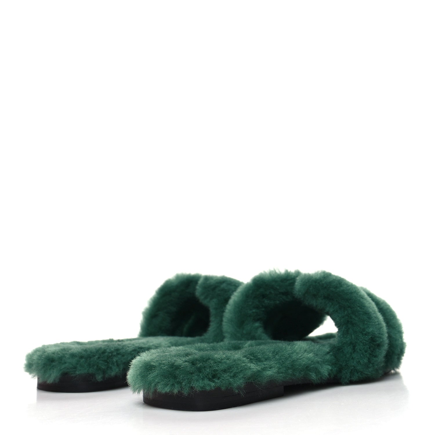 Hermes Woolskin Oran Sandals 38 Vert Anglais 4 of 8