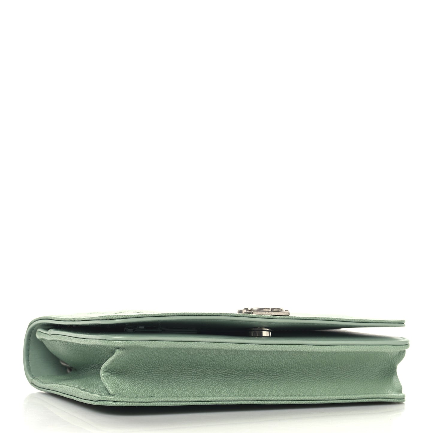 Caviar Quilted Boy Wallet On Chain WOC Light Green