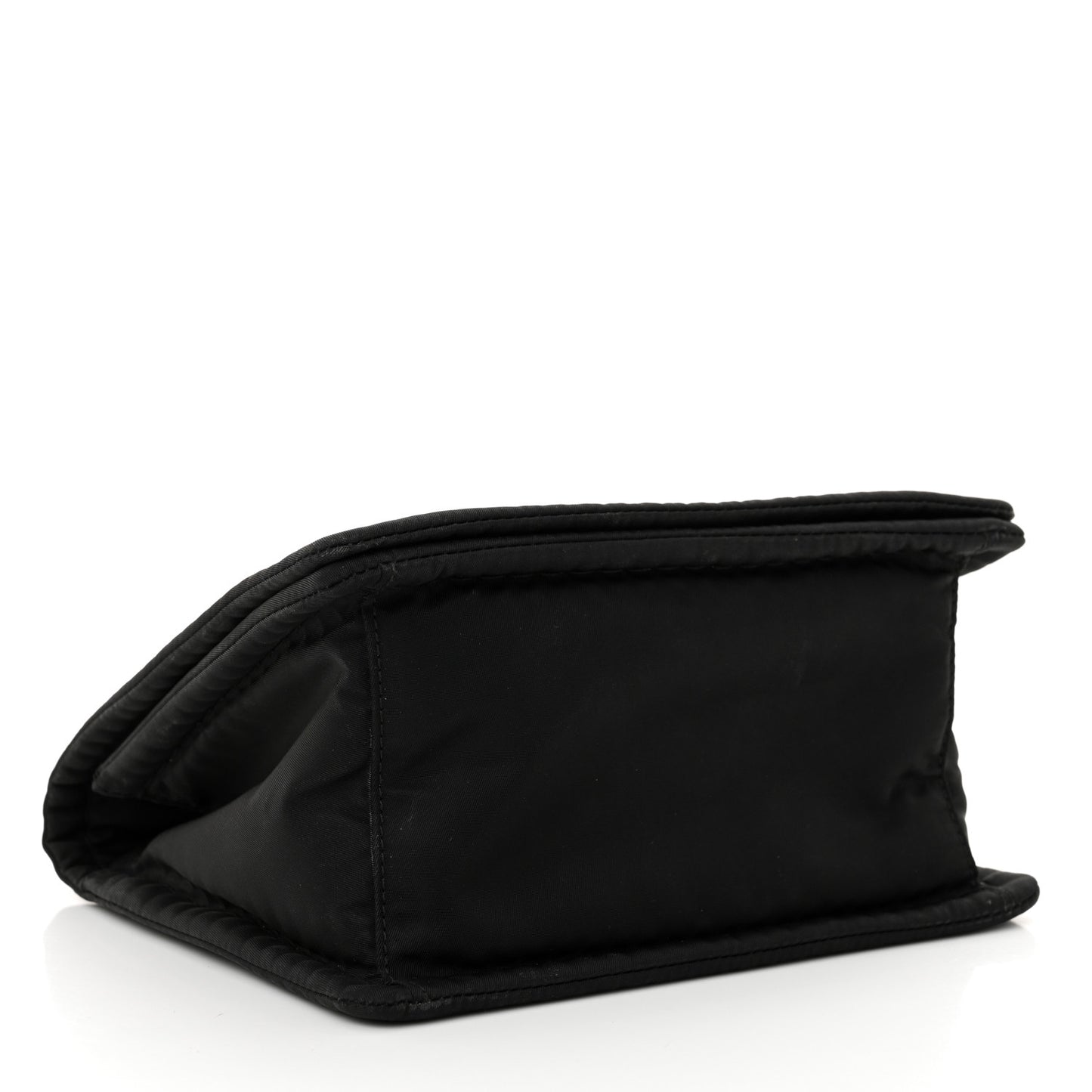 Tessuto Nylon Chain Flap Shoulder Bag Black