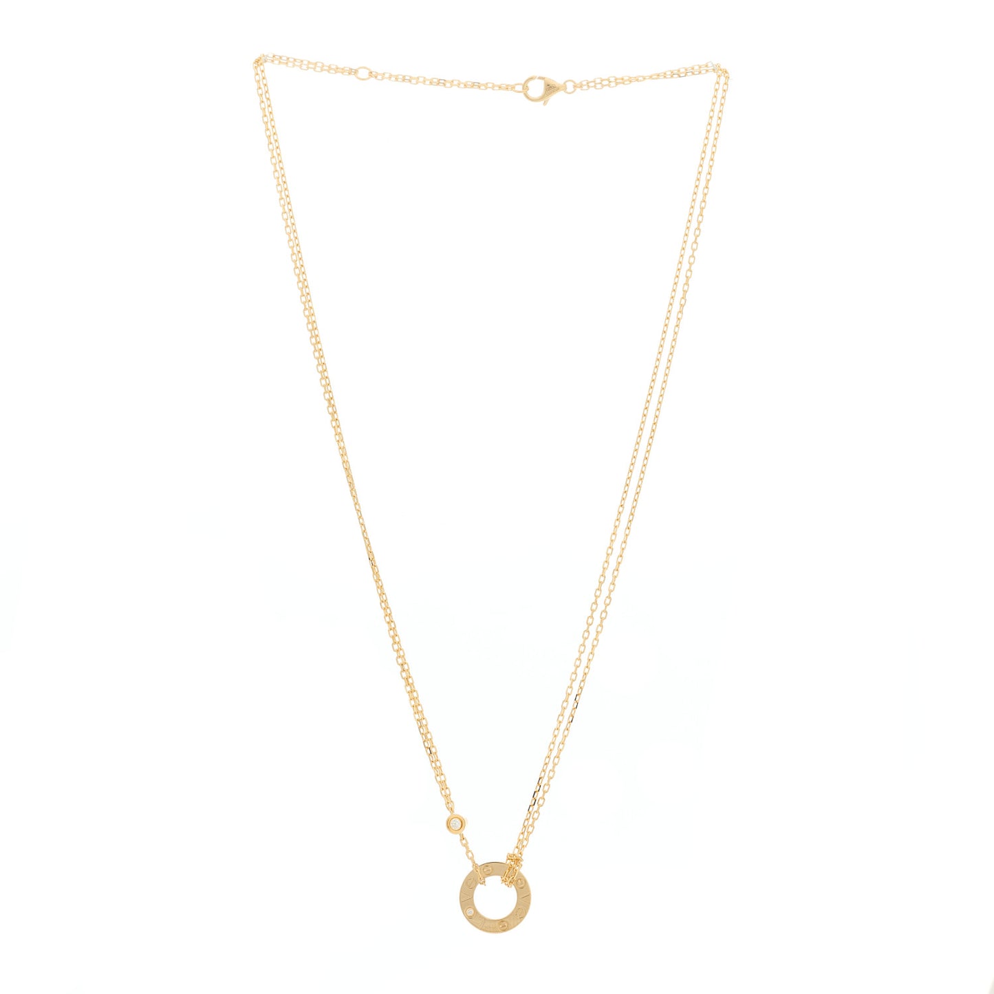 18K Yellow Gold 2 Diamond LOVE Necklace