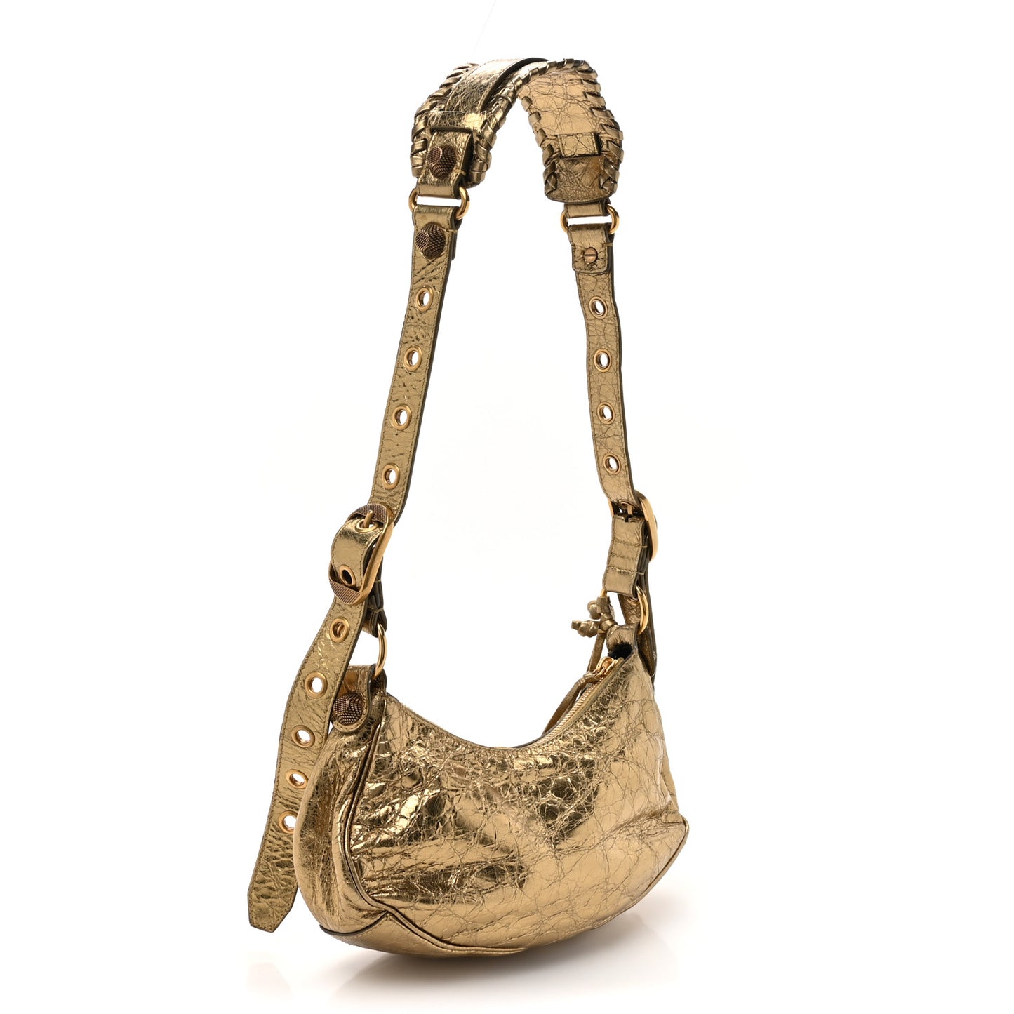Metallic Agneau Arena Le Cagole Shoulder Bag XS Gold