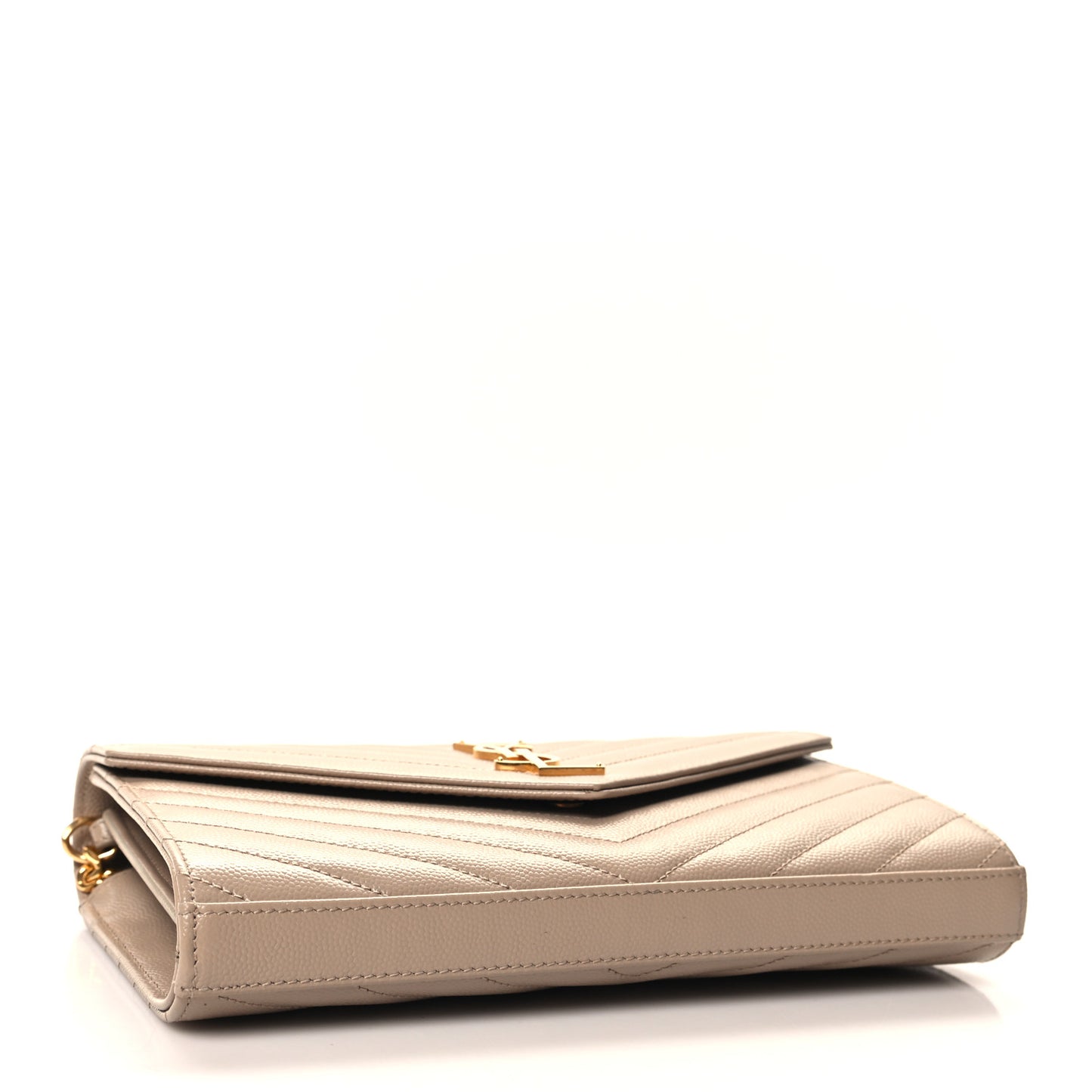 Grain De Poudre Matelasse Chevron Monogram Chain Wallet Nude Powder