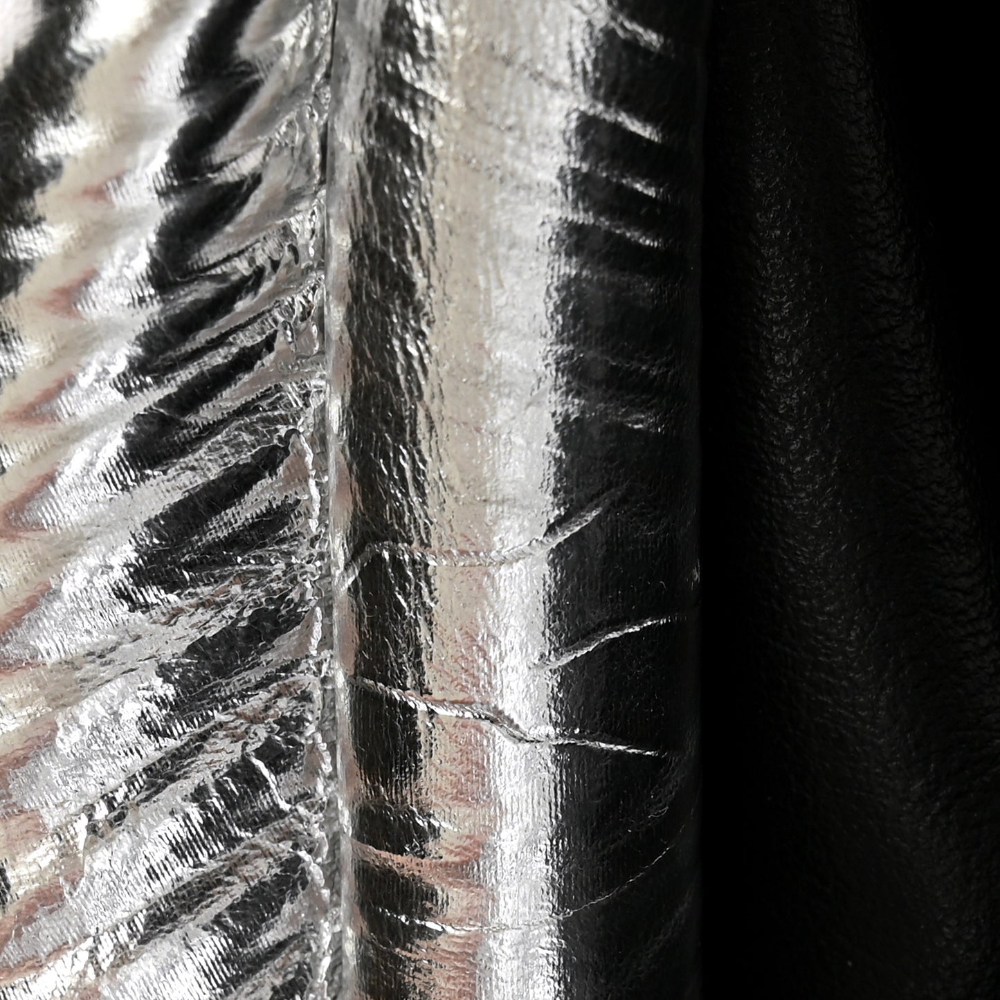 Metallic Bark Calfskin Embossed The Pouch Oversized Clutch Silver