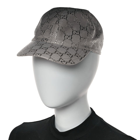 Canvas Lame GG Monogram Rush Baseball Hat M Gardenia Silver