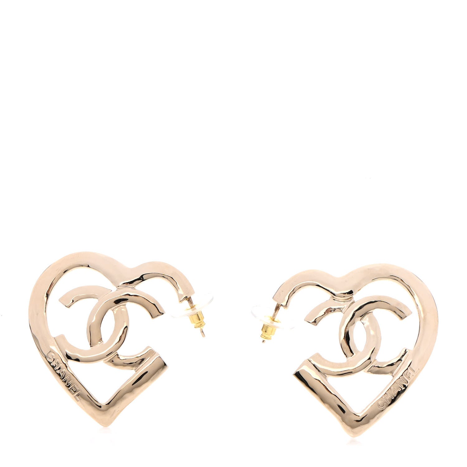 Chanel Metal CC Heart Coco In Love Hoop Earrings Gold 1 of 6
